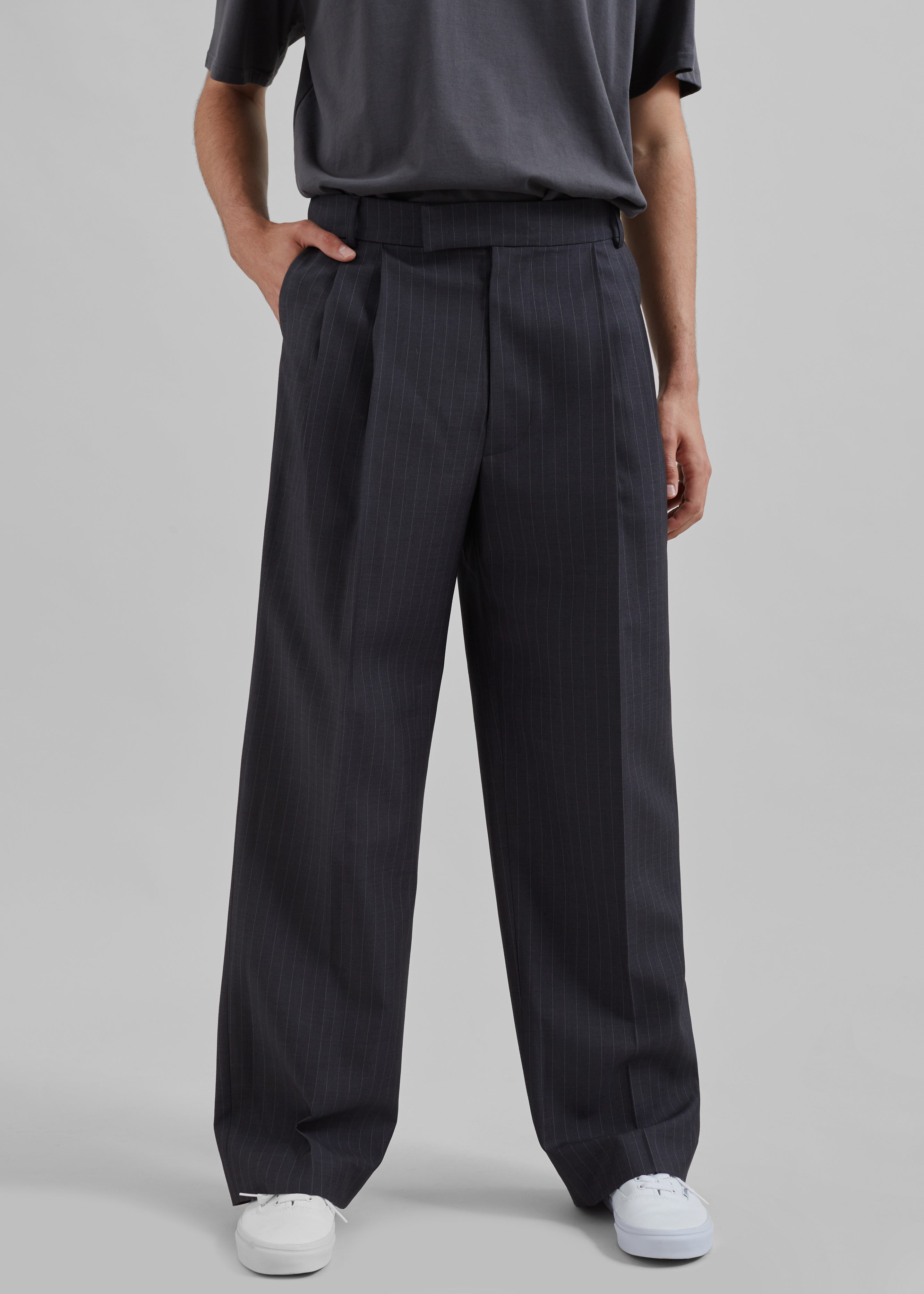 Beo Suit Pants - Charcoal/White Pinstripe - 5