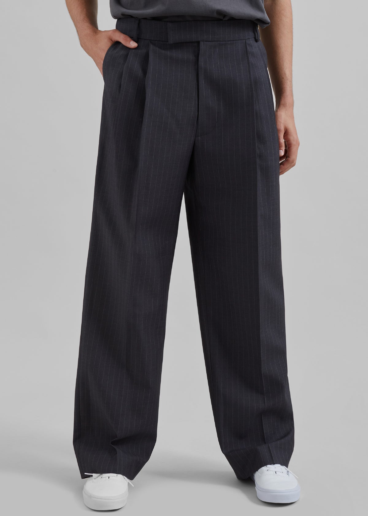 Beo Suit Pants - Charcoal/White Pinstripe The Frankie Shop Beo Suit Pants - Charcoal/White Pinstripe The Frankie Shop