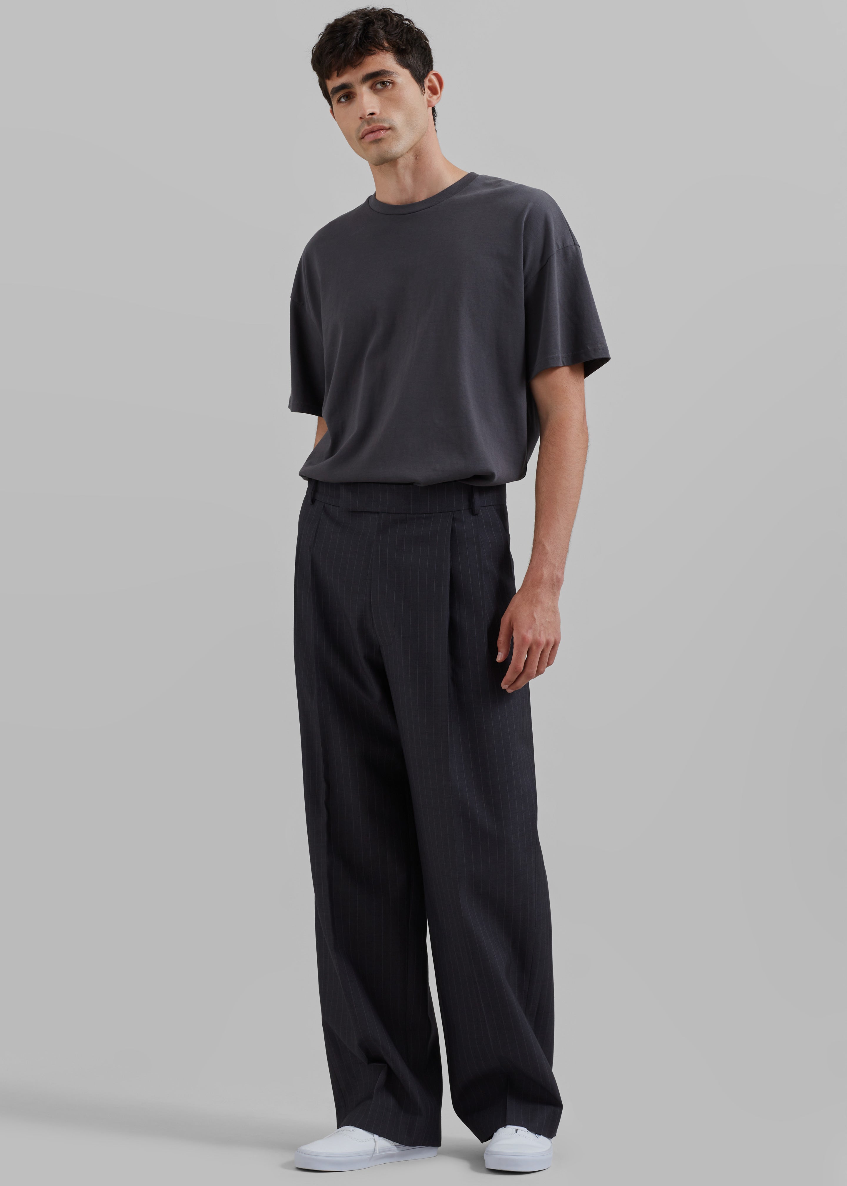 Beo Suit Pants - Charcoal/White Pinstripe - 4