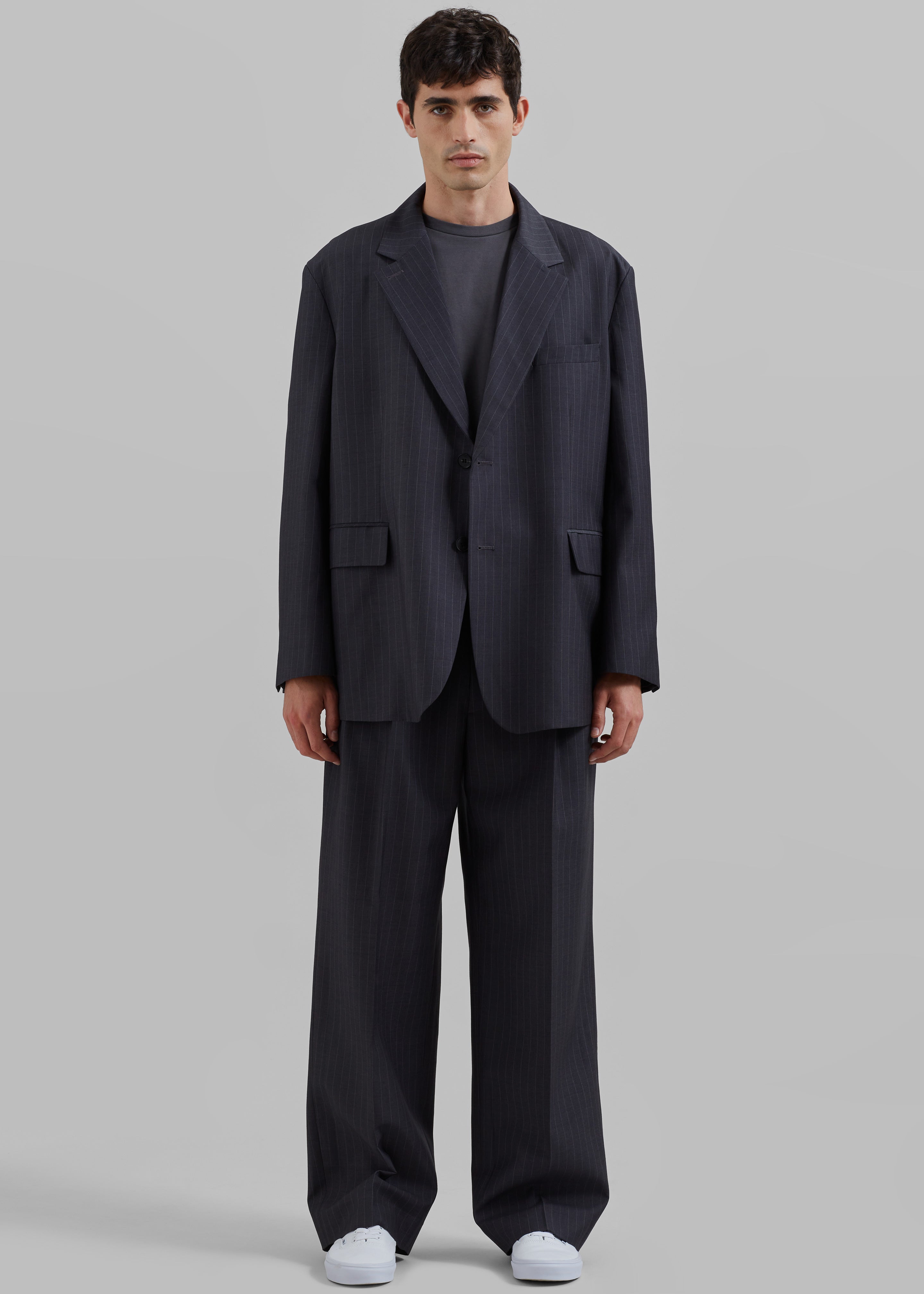 Beo Suit Pants - Charcoal/White Pinstripe - 6