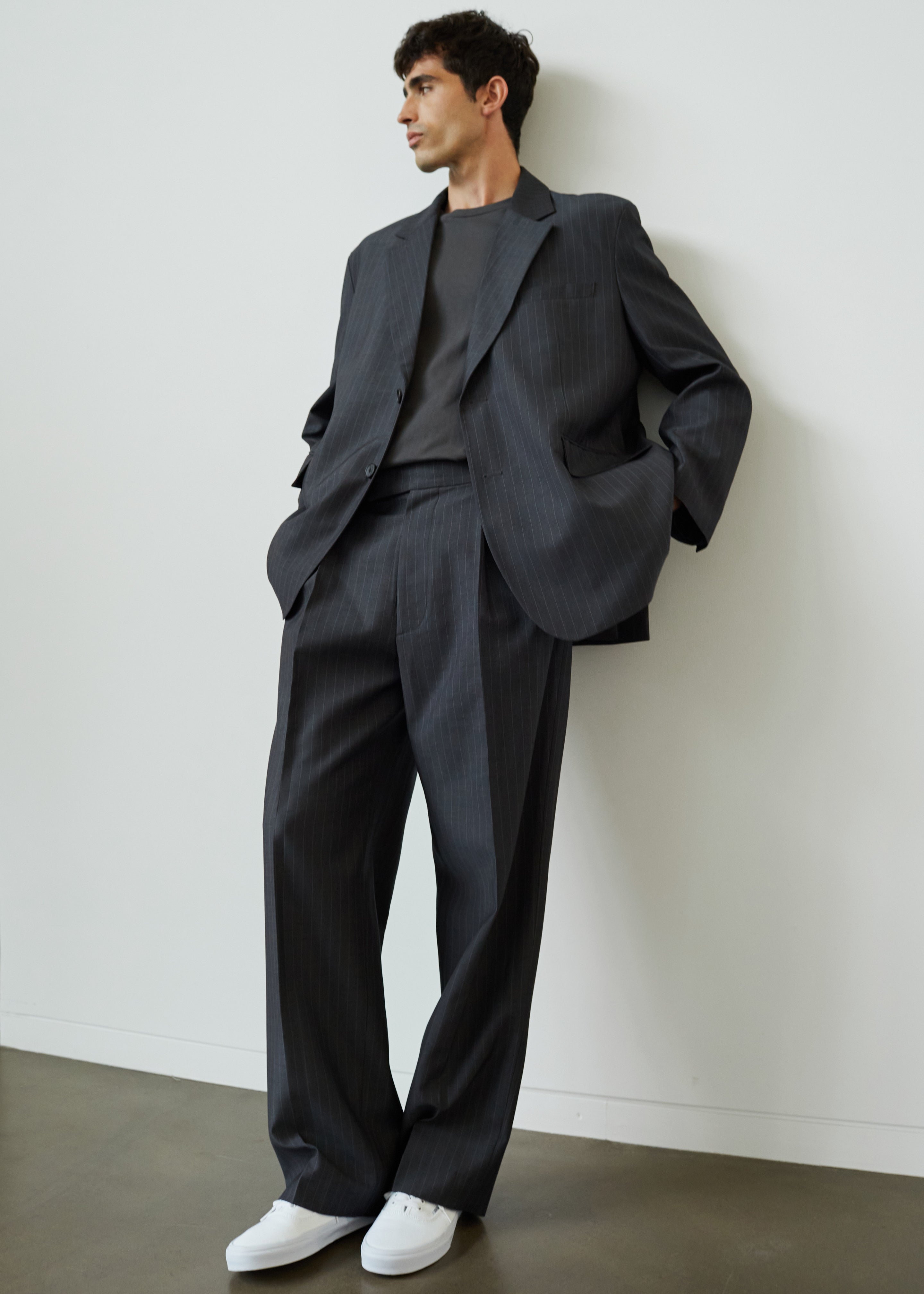 Beo Suit Pants - Charcoal/White Pinstripe - 1