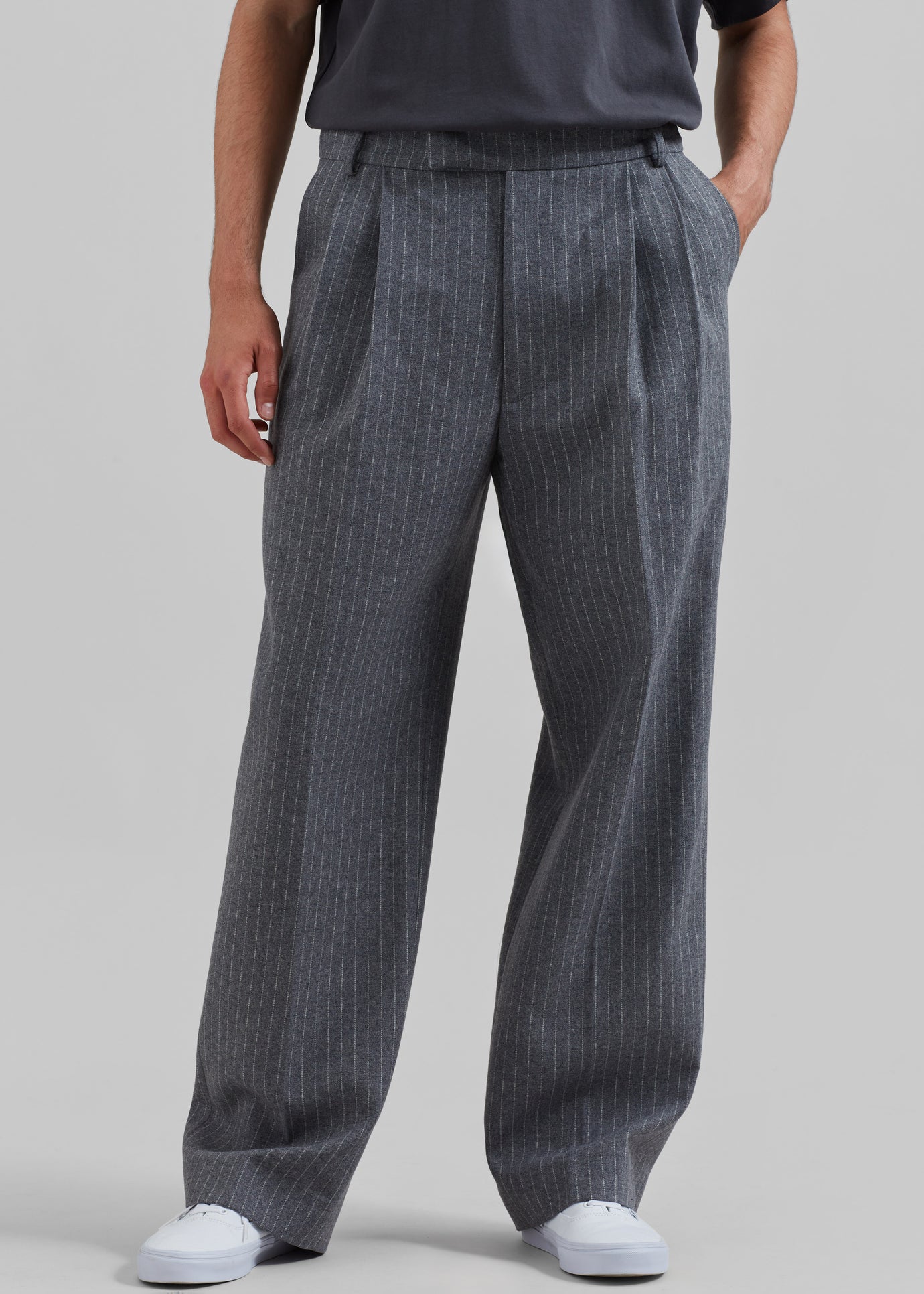 Beo Suit Pants - Grey/White Pinstripe - 1