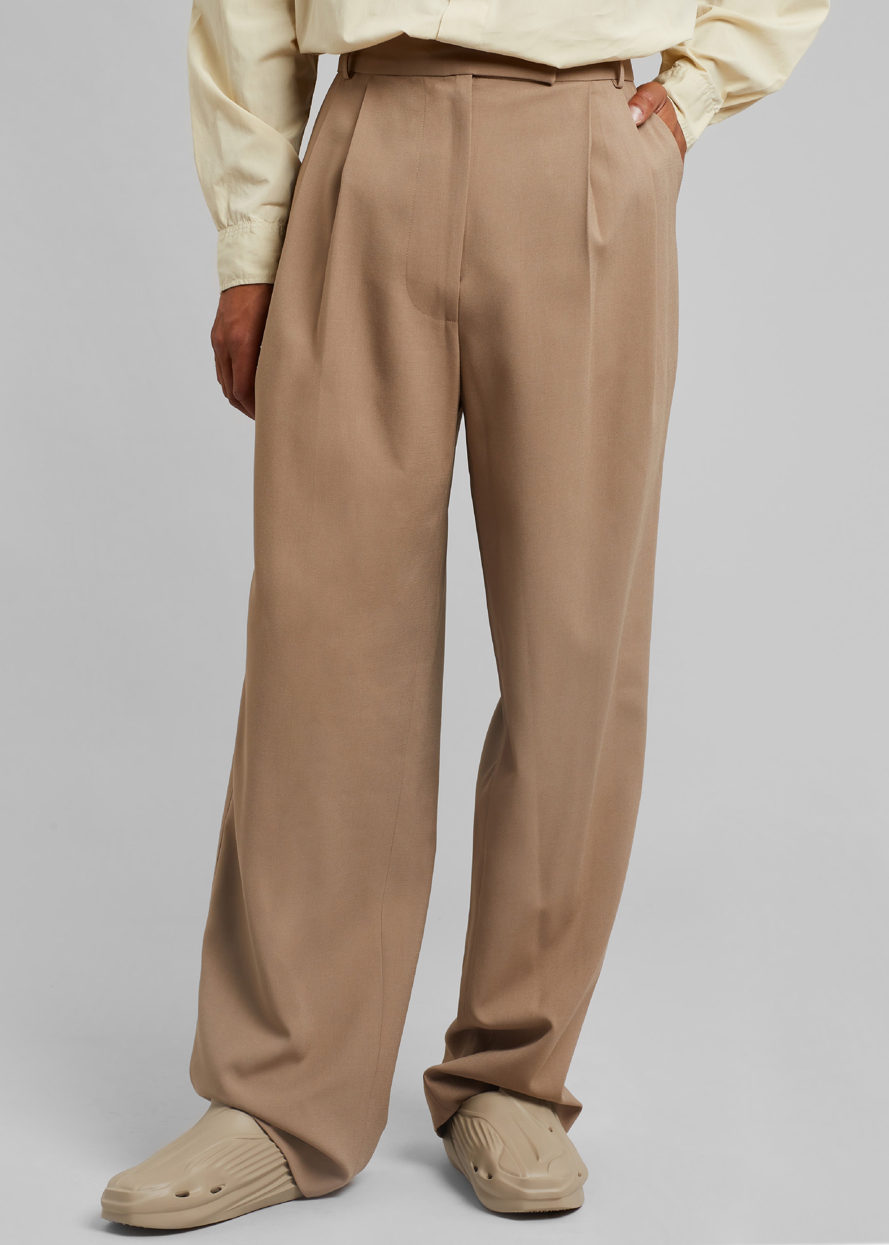 The Frankie Shop Beige Beo Trousers - Latte The Frankie Shop Beige Beo Trousers - Latte