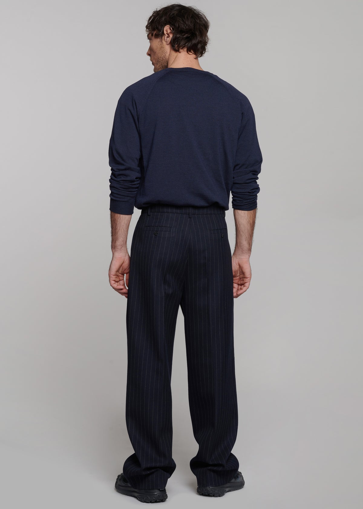 Beo Suit Pants - Navy/White Pinstripe The Frankie Shop Beo Suit Pants - Navy/White Pinstripe The Frankie Shop