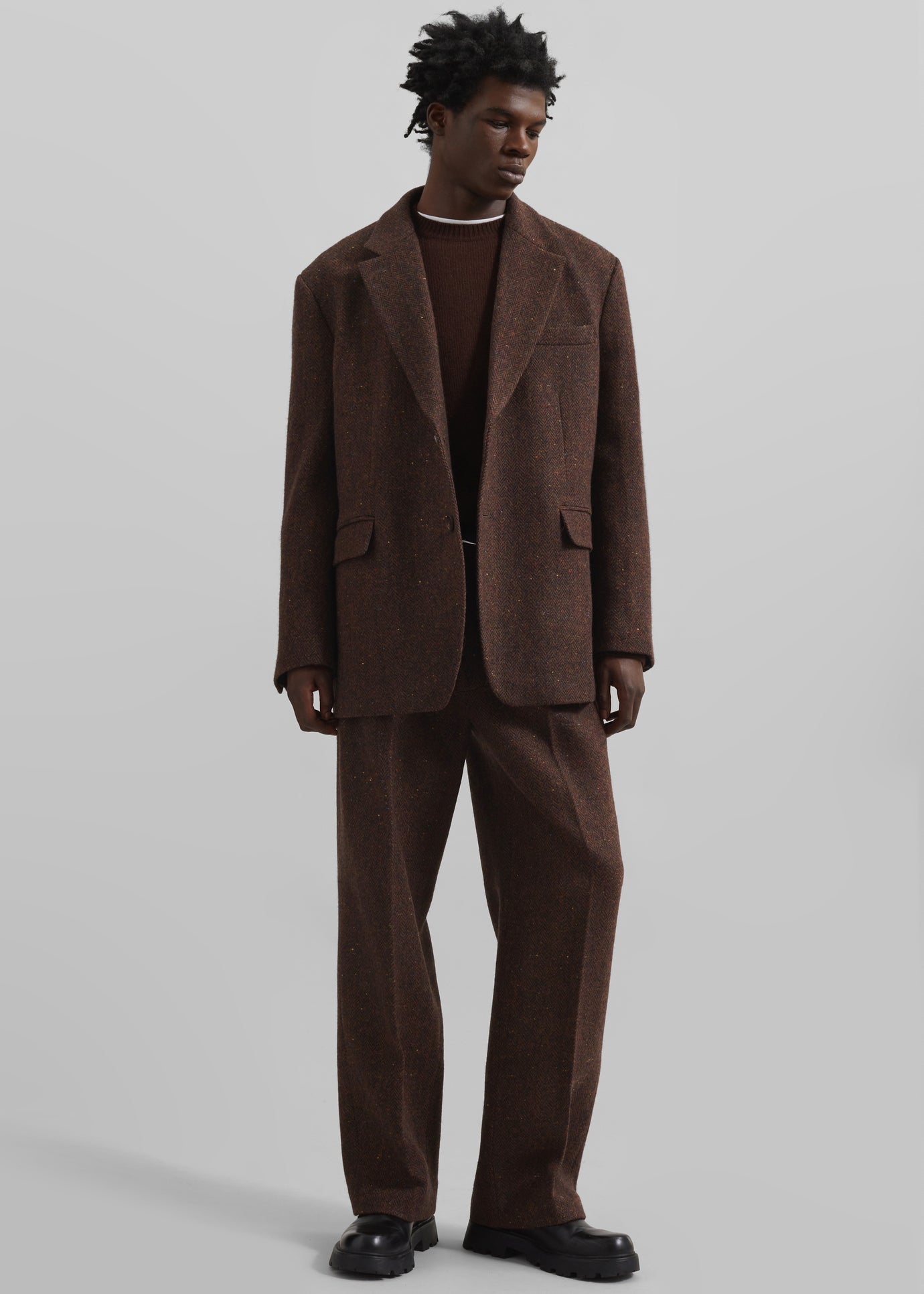 Beo Wool Suit Pants - Brown - 1