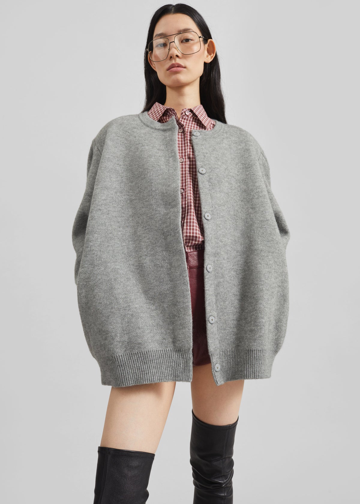 Bergen Padded Knit Cardigan - Grey - 4