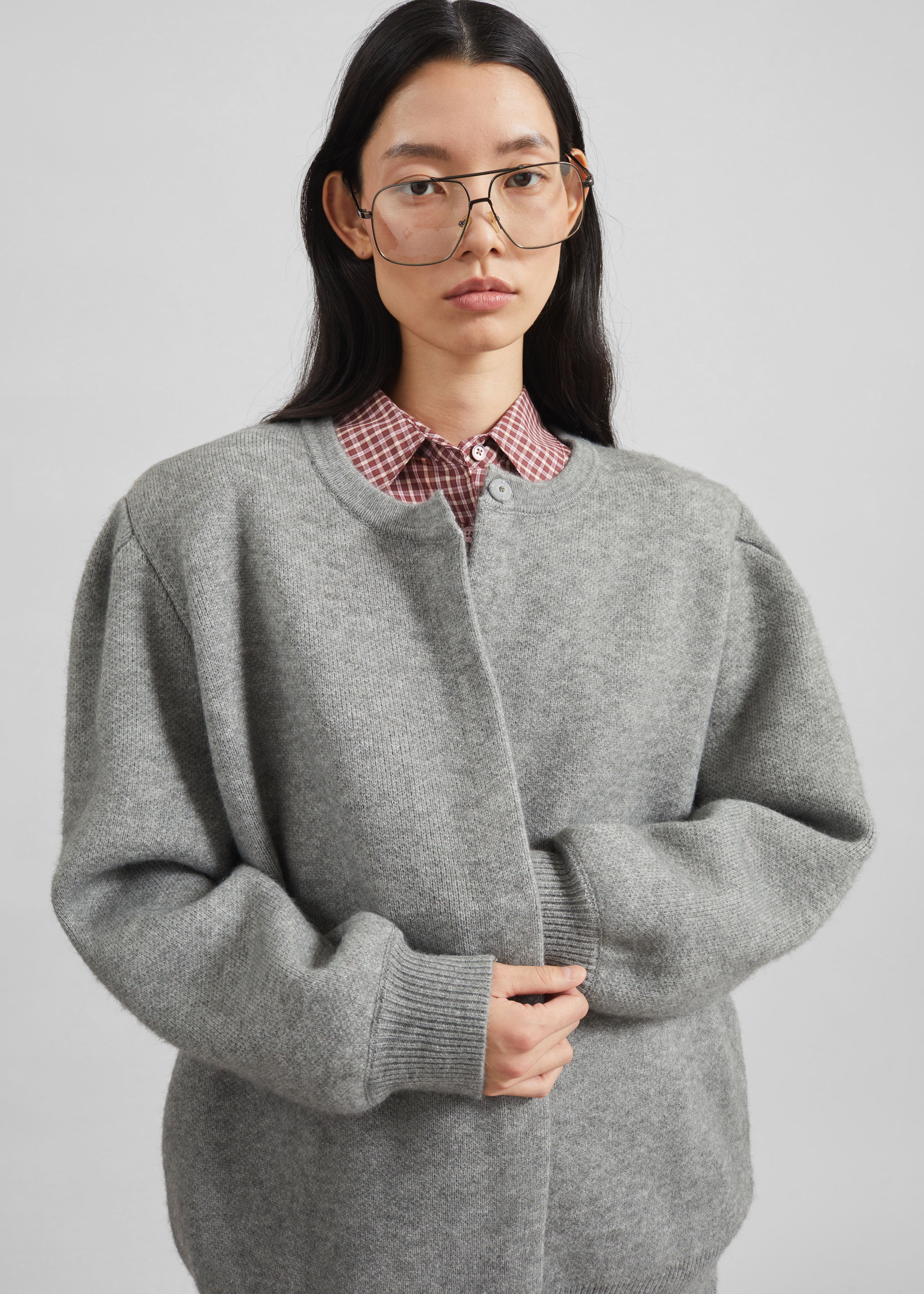 Bergen Padded Knit Cardigan - Grey – The Frankie Shop