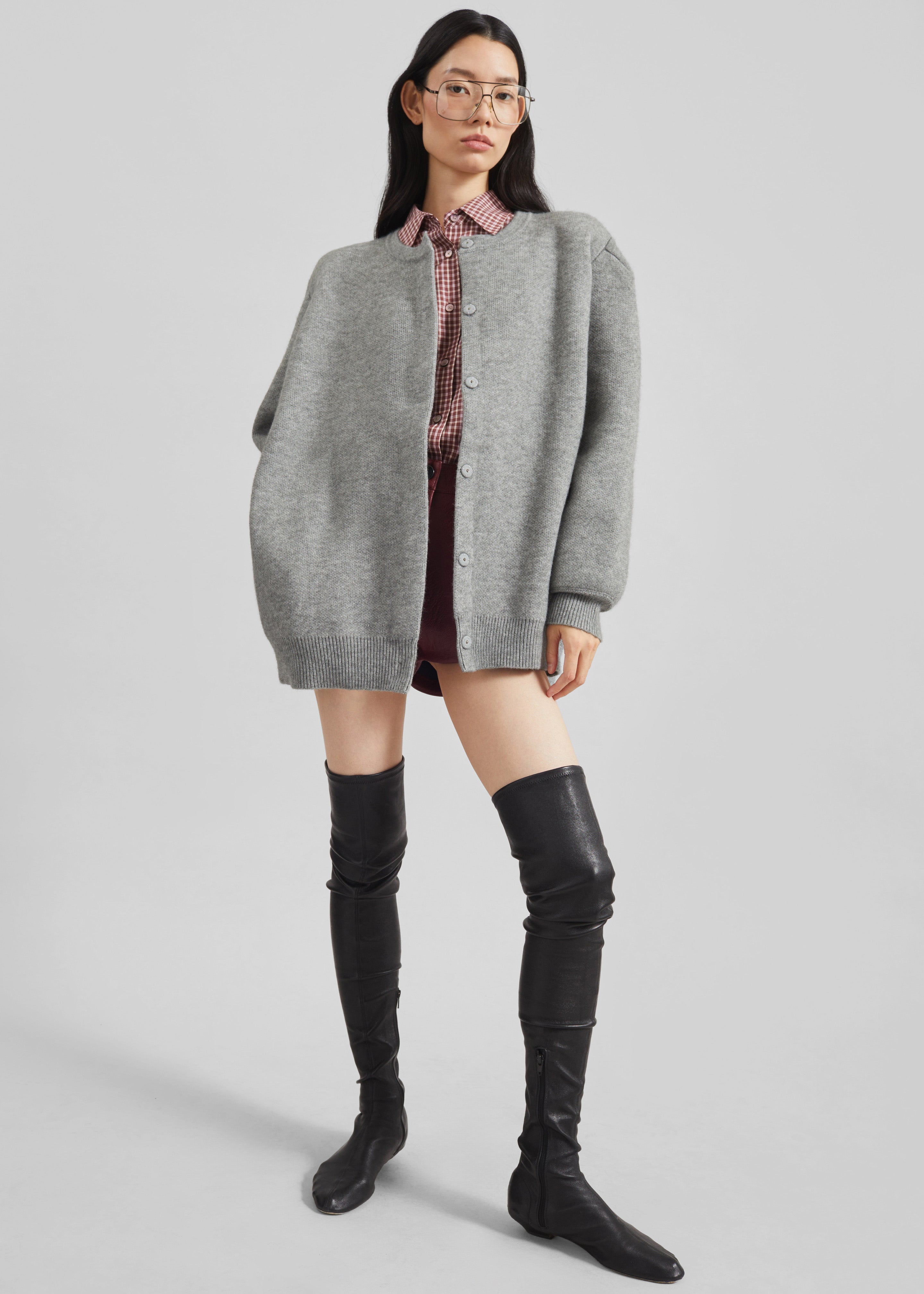 Bergen Padded Knit Cardigan - Grey – The Frankie Shop