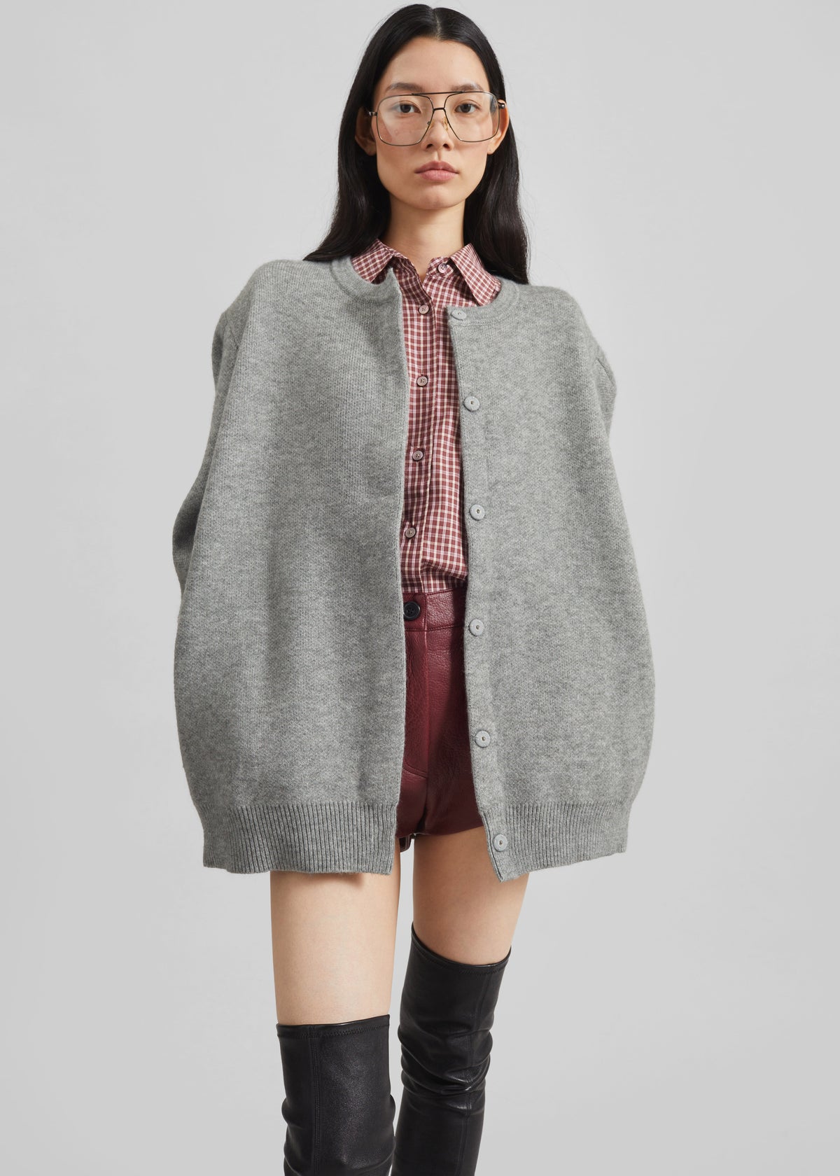 Bergen Padded Knit Cardigan - Grey - 7