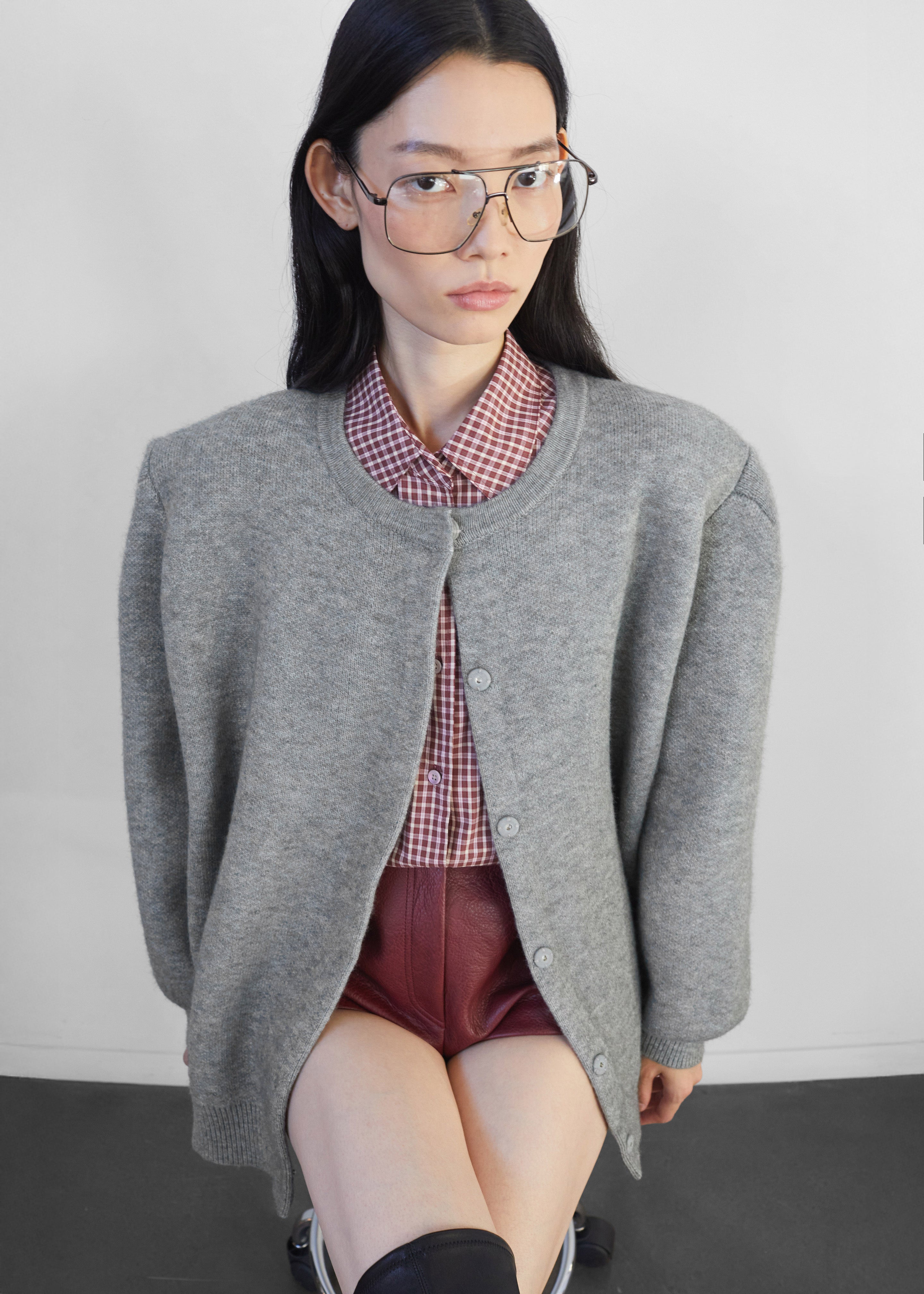 Bergen Padded Knit Cardigan - Grey – The Frankie Shop