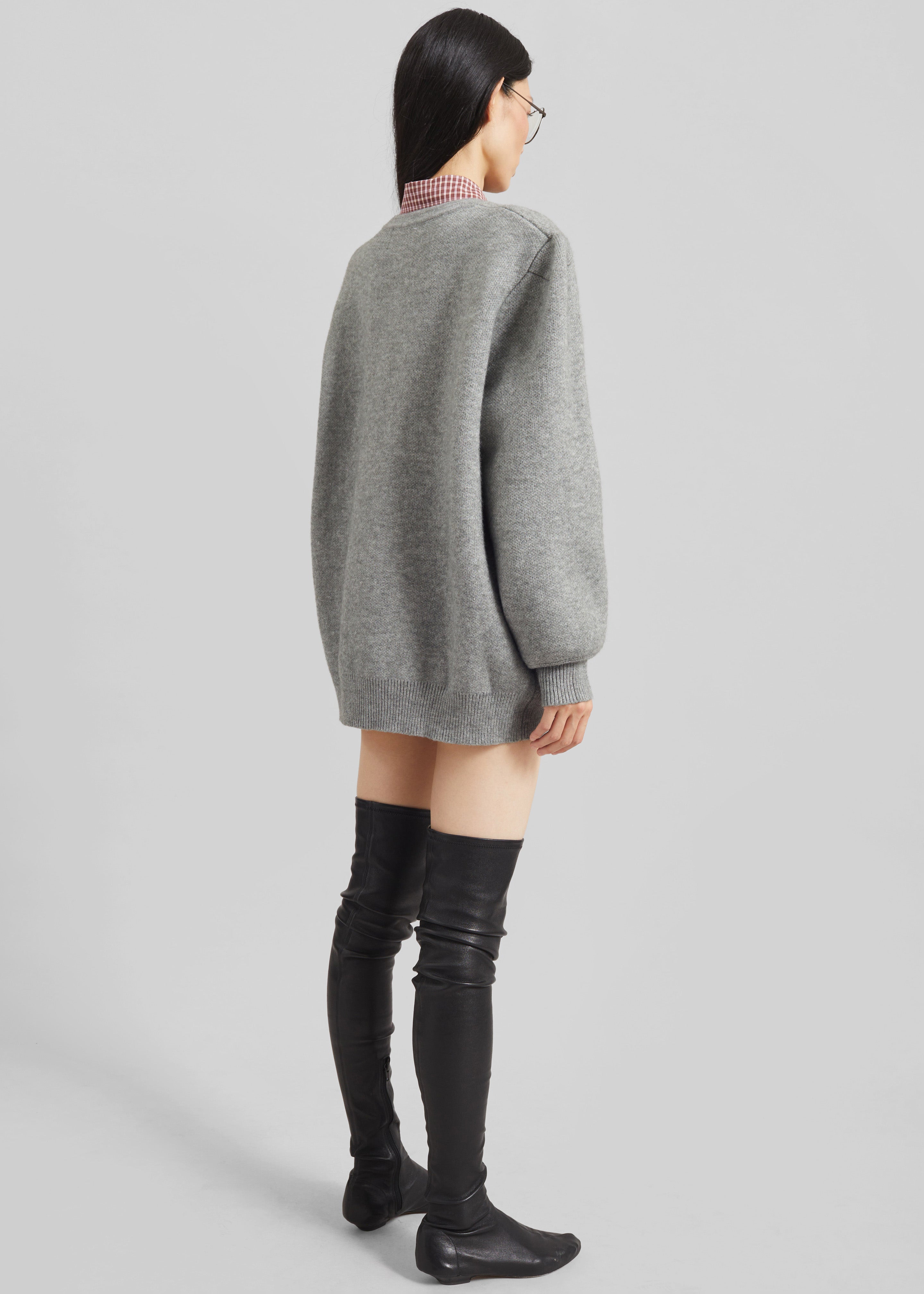 Bergen Padded Knit Cardigan - Grey – The Frankie Shop