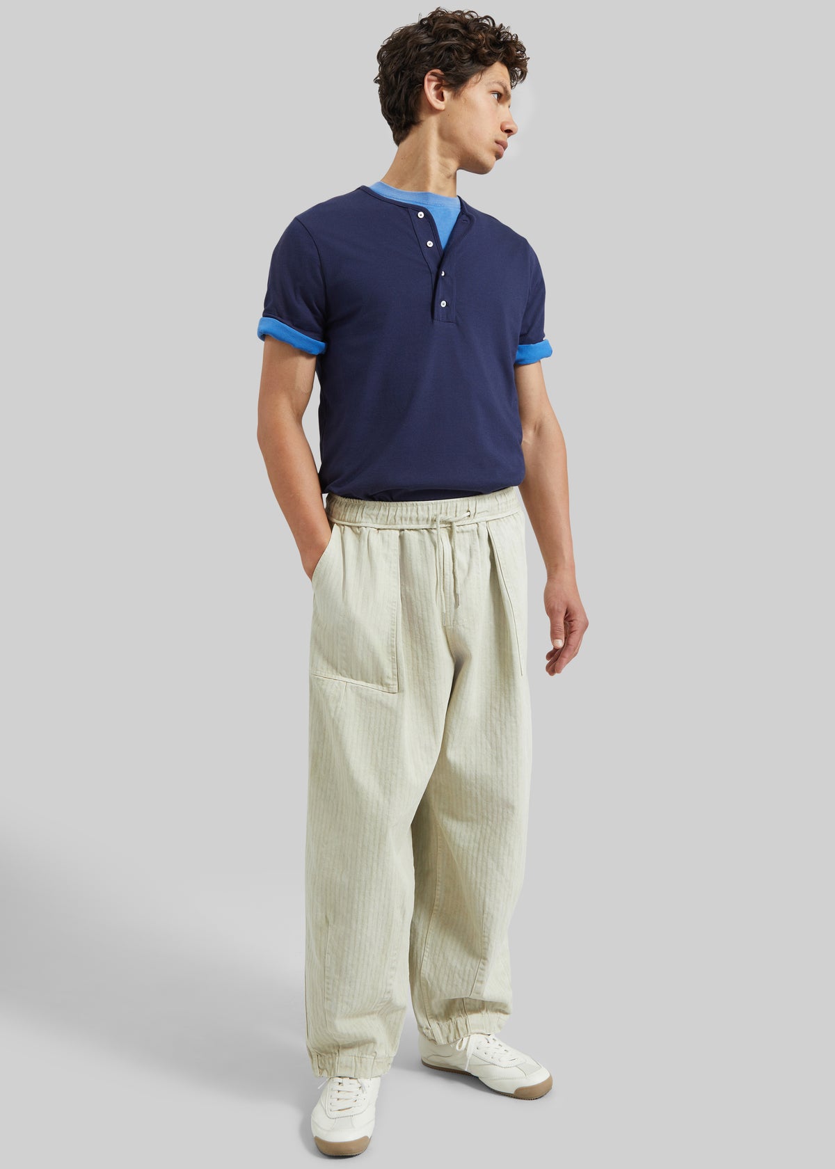 Bernay Herringbone Balloon Pants - Beige - 2