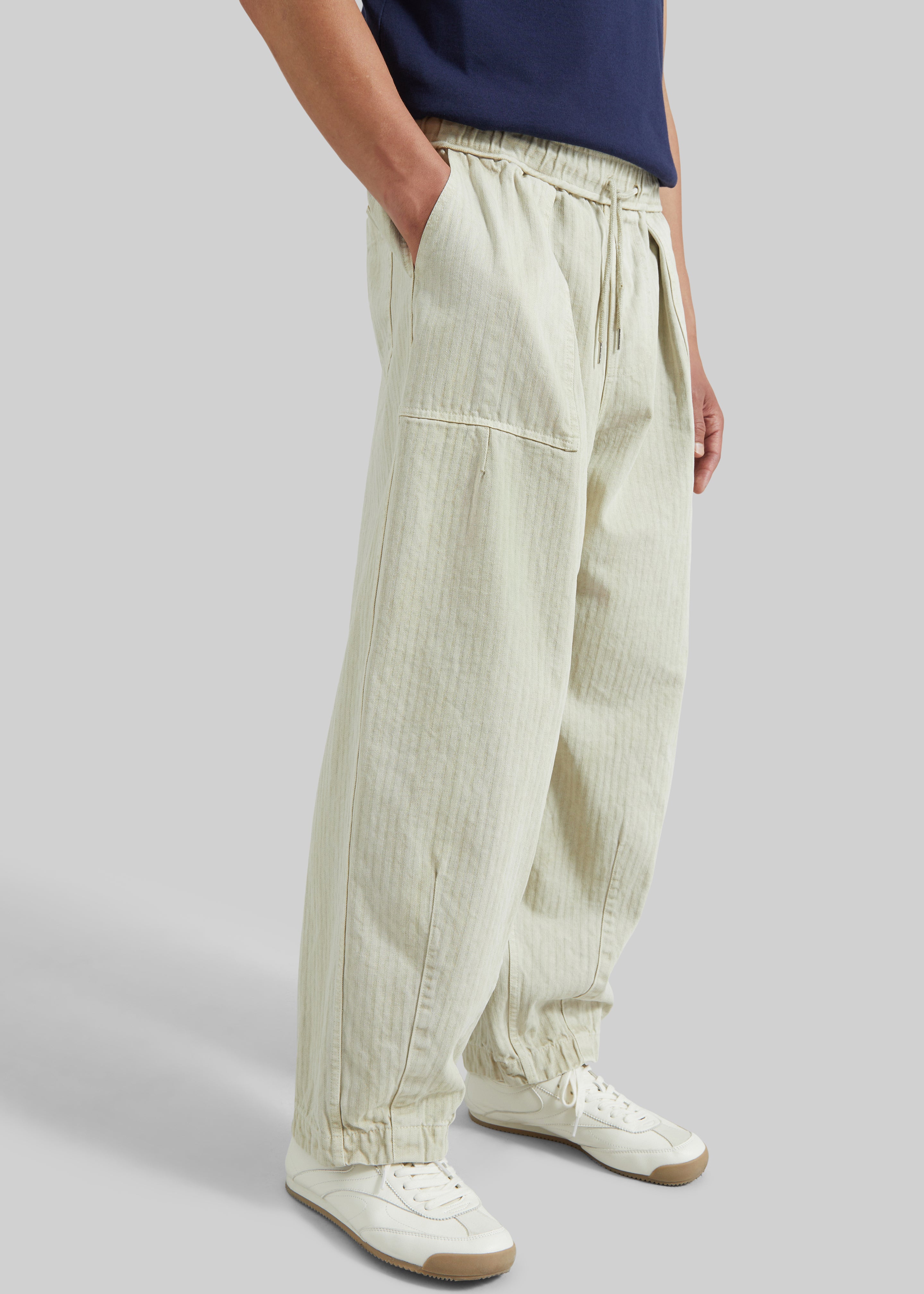 Bernay Herringbone Balloon Pants - Beige - 1