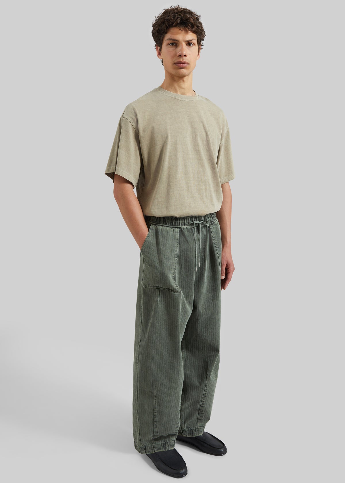 Bernay Herringbone Balloon Pants - Pale Olive - 4