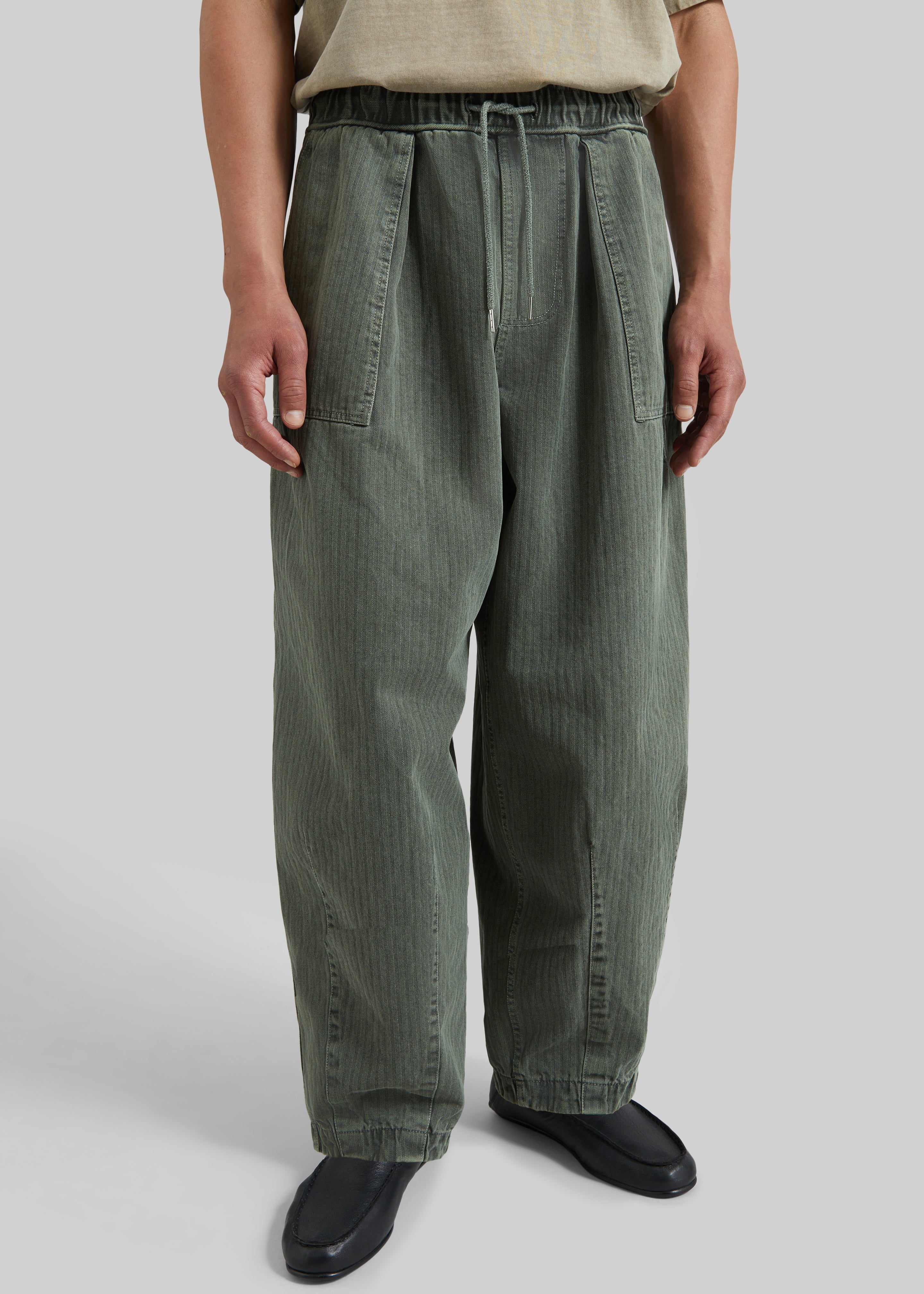 Bernay Herringbone Balloon Pants - Pale Olive - 2