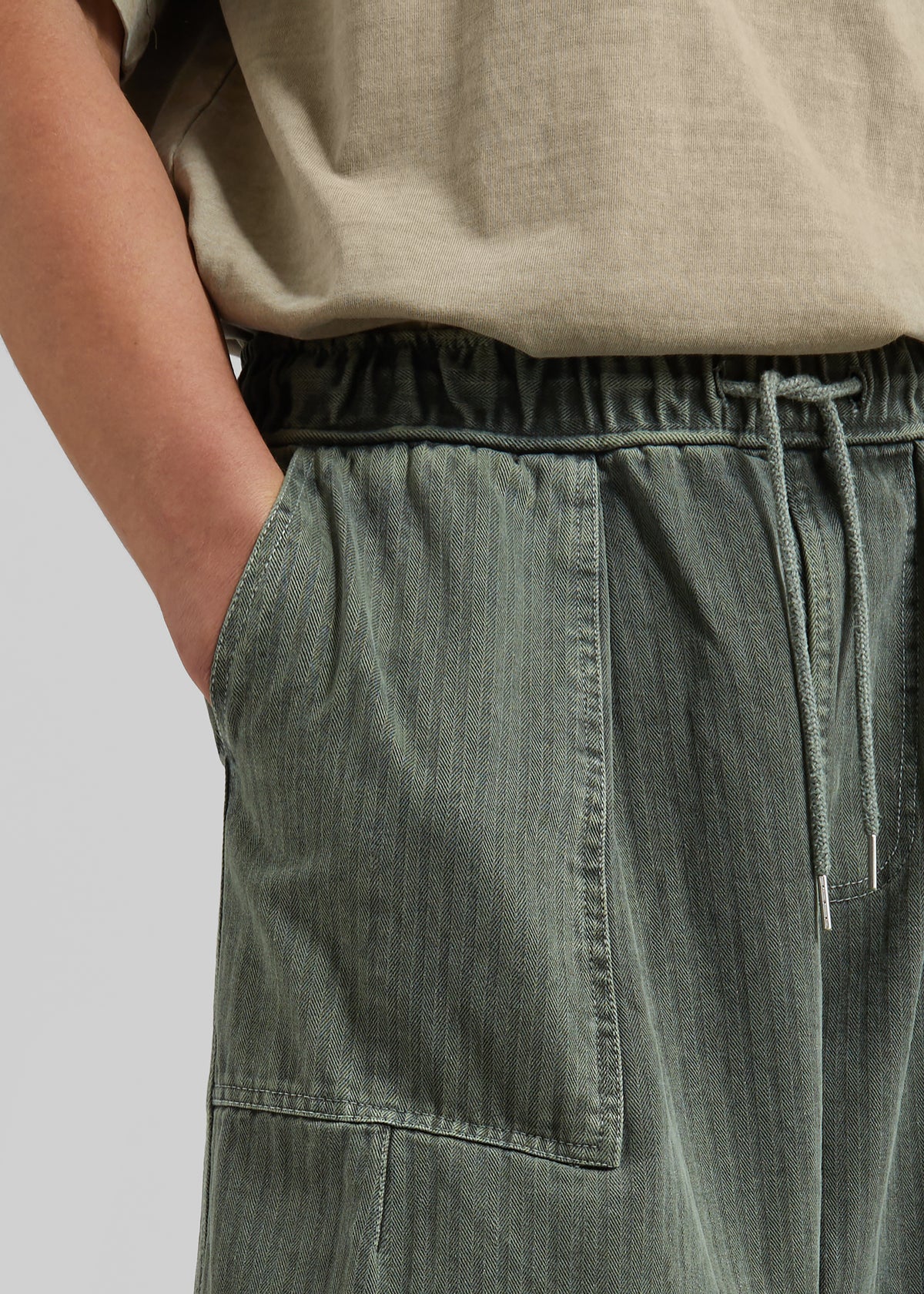 Bernay Herringbone Balloon Pants - Pale Olive - 3