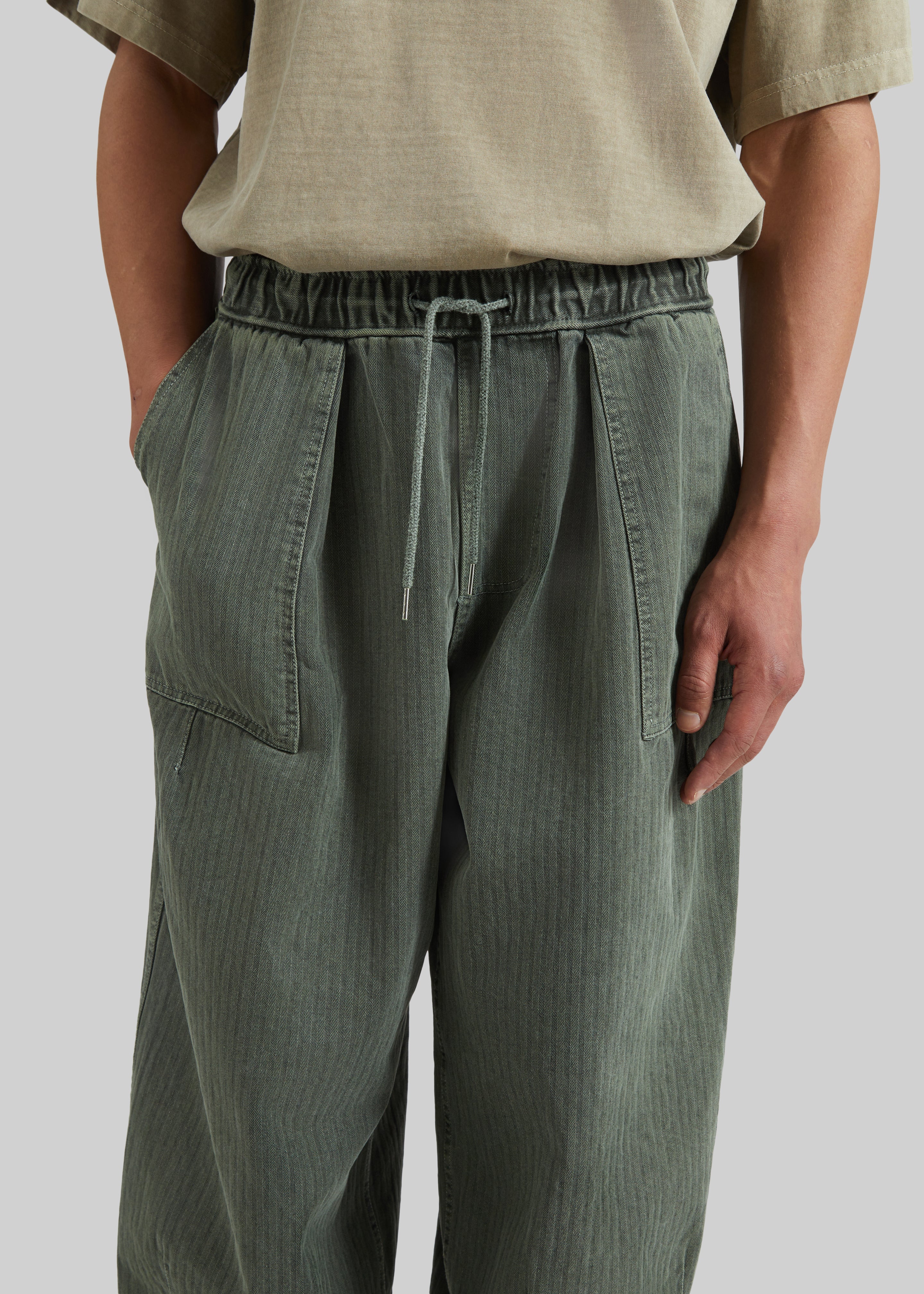 Bernay Herringbone Balloon Pants - Pale Olive - 6
