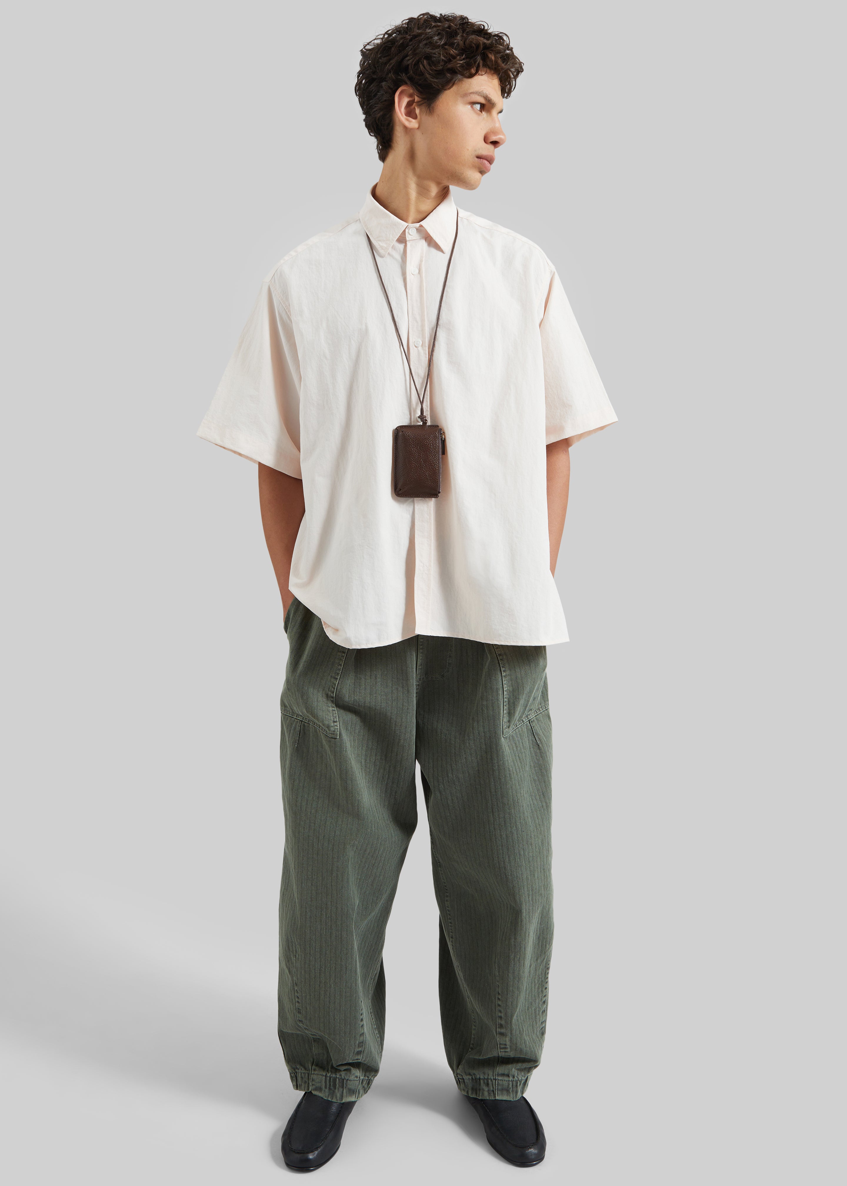 Bernay Herringbone Balloon Pants - Pale Olive - 1