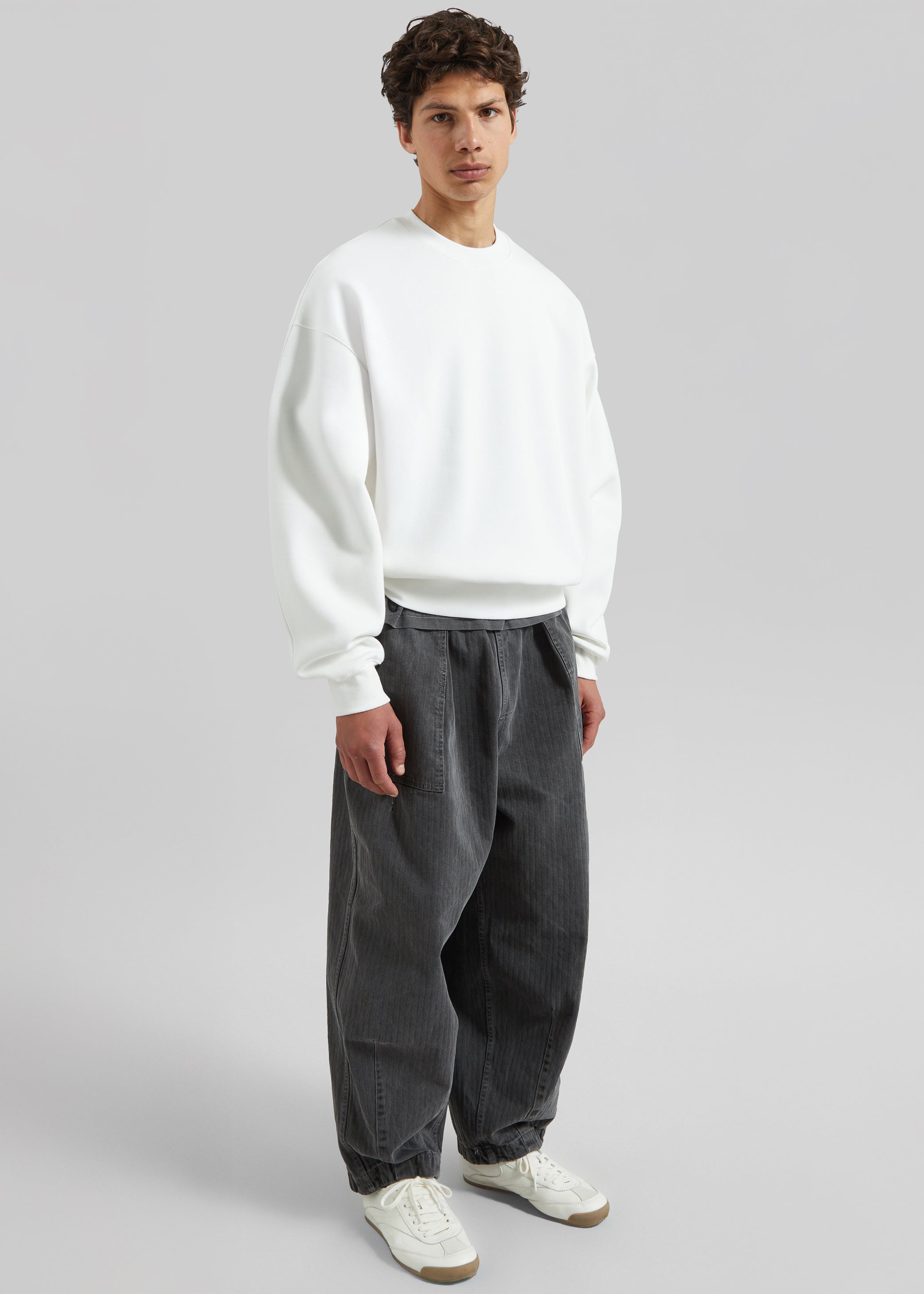 Shop the look image for Bernay Herringbone Balloon Pants - Slate Grey