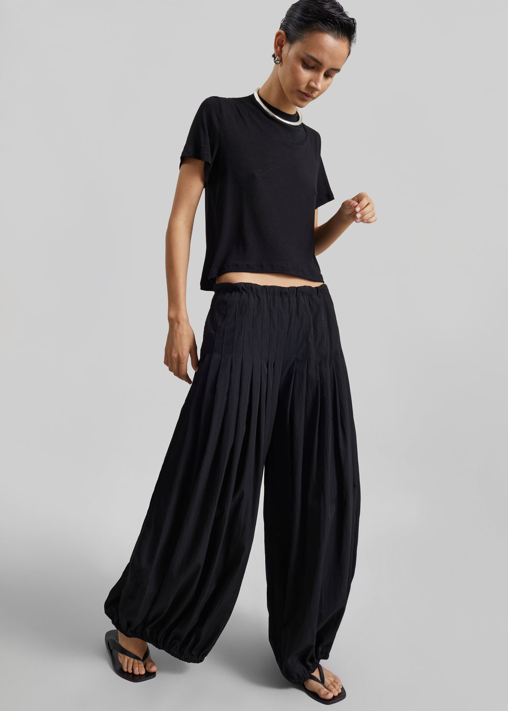 Berson Gathered Balloon Pants - Black