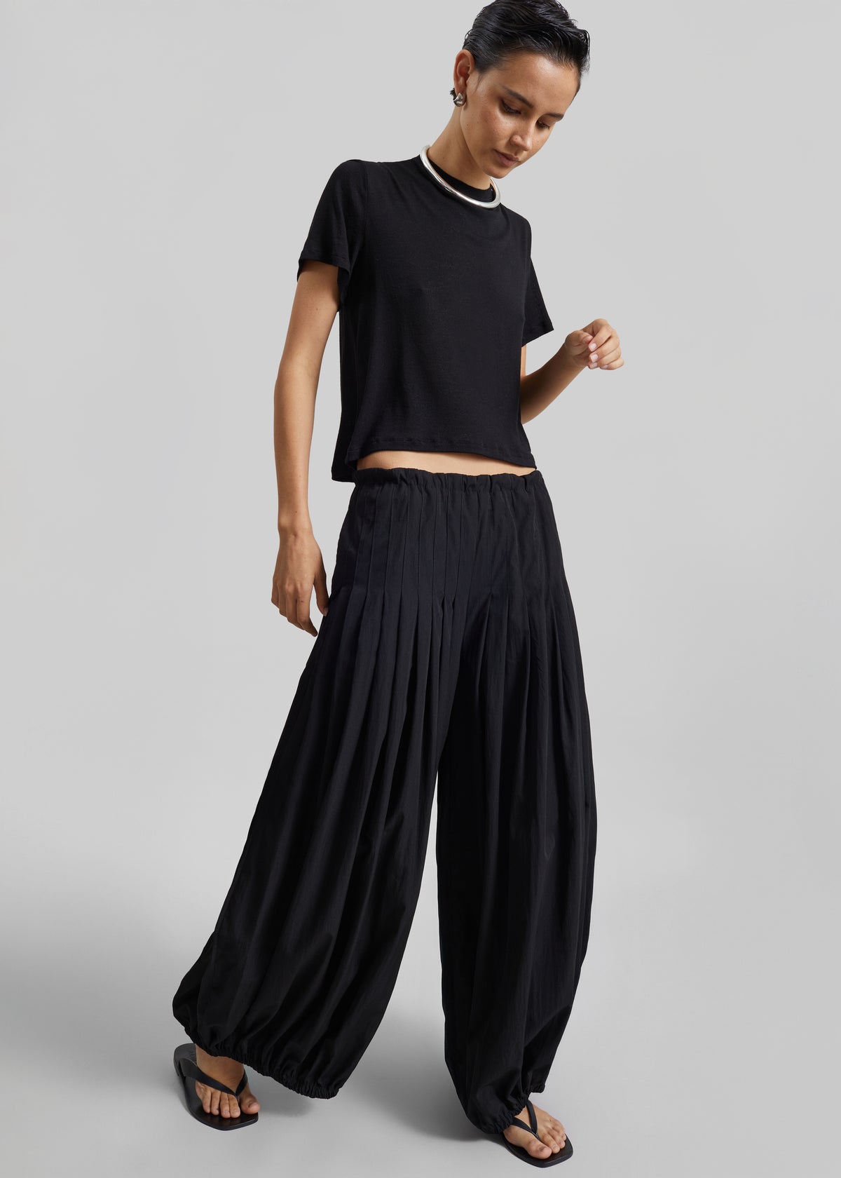 Berson Gathered Balloon Pants - Black - 1