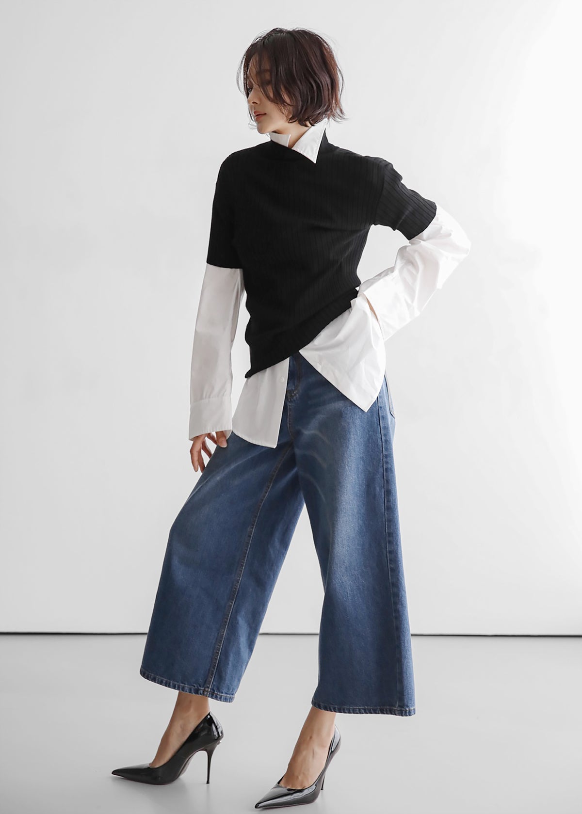 Besdon Denim Culottes - Medium Wash - 4