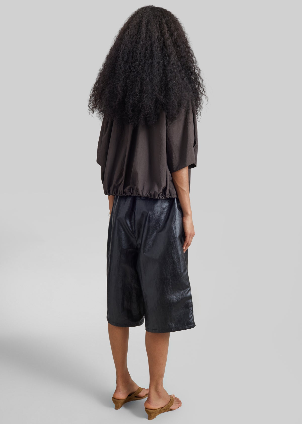 Beslon Leather-Effect Bermuda Shorts - Black - 8