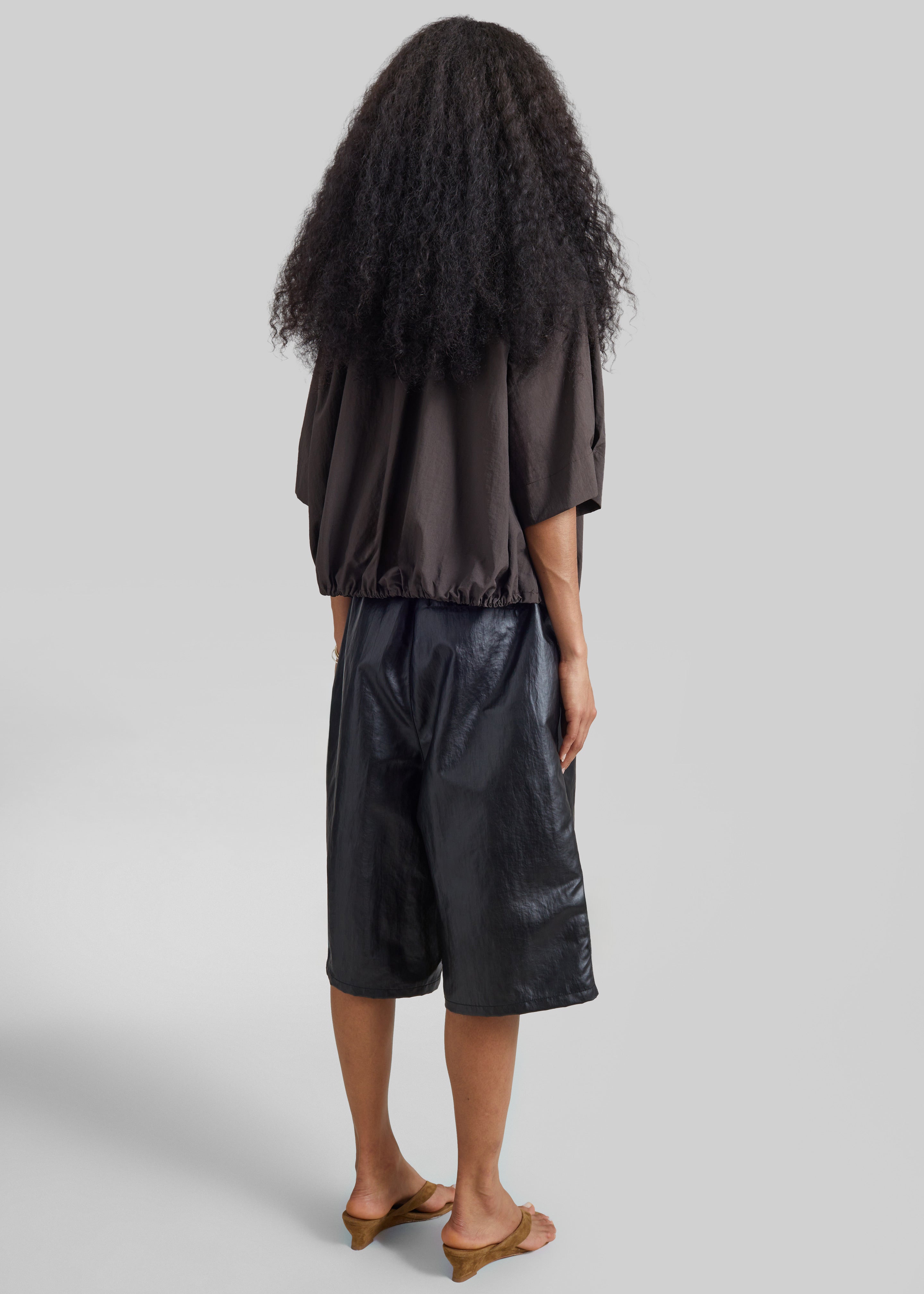 Beslon Leather-Effect Bermuda Shorts - Black - 8