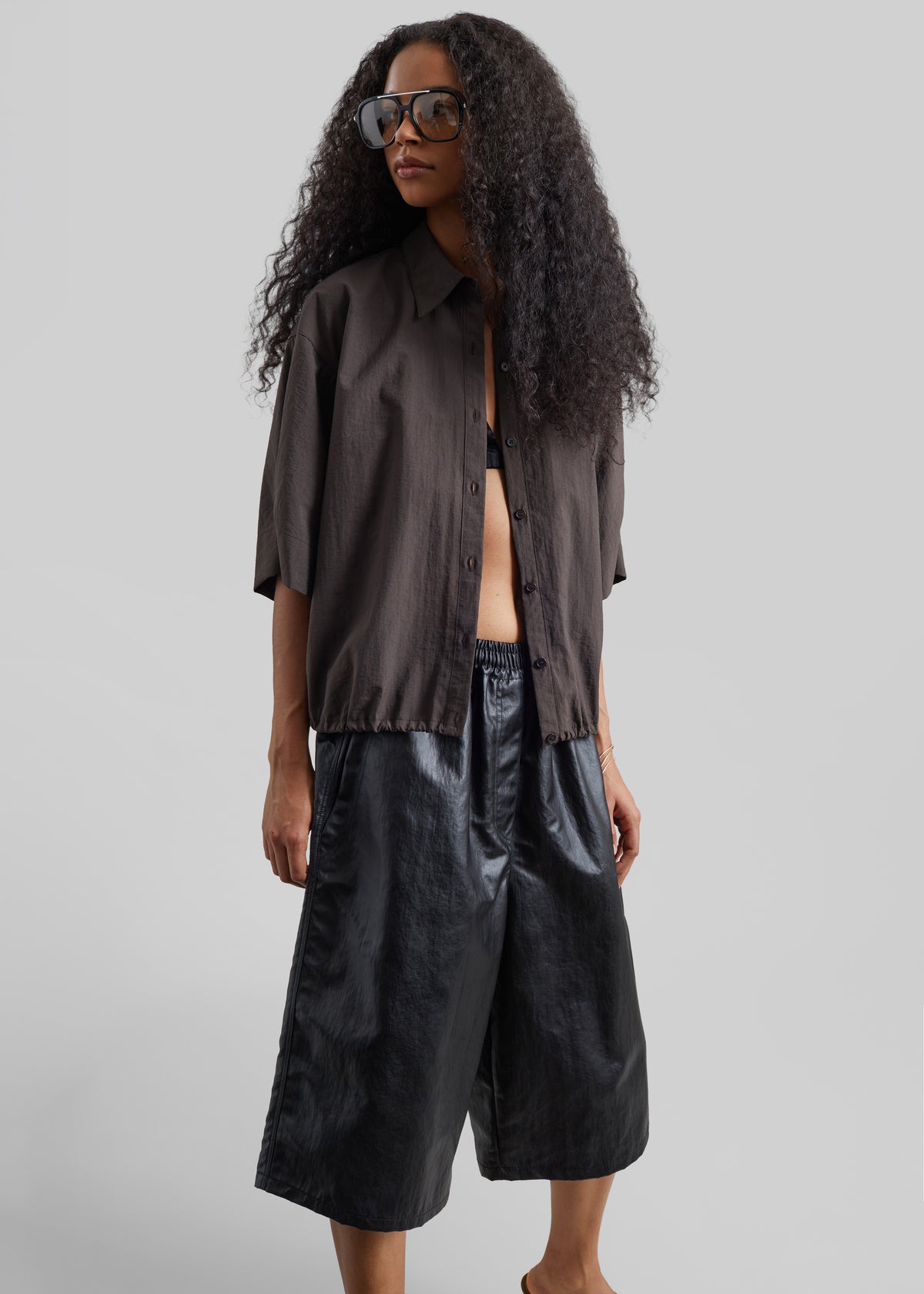Beslon Leather-Effect Bermuda Shorts - Black - 6