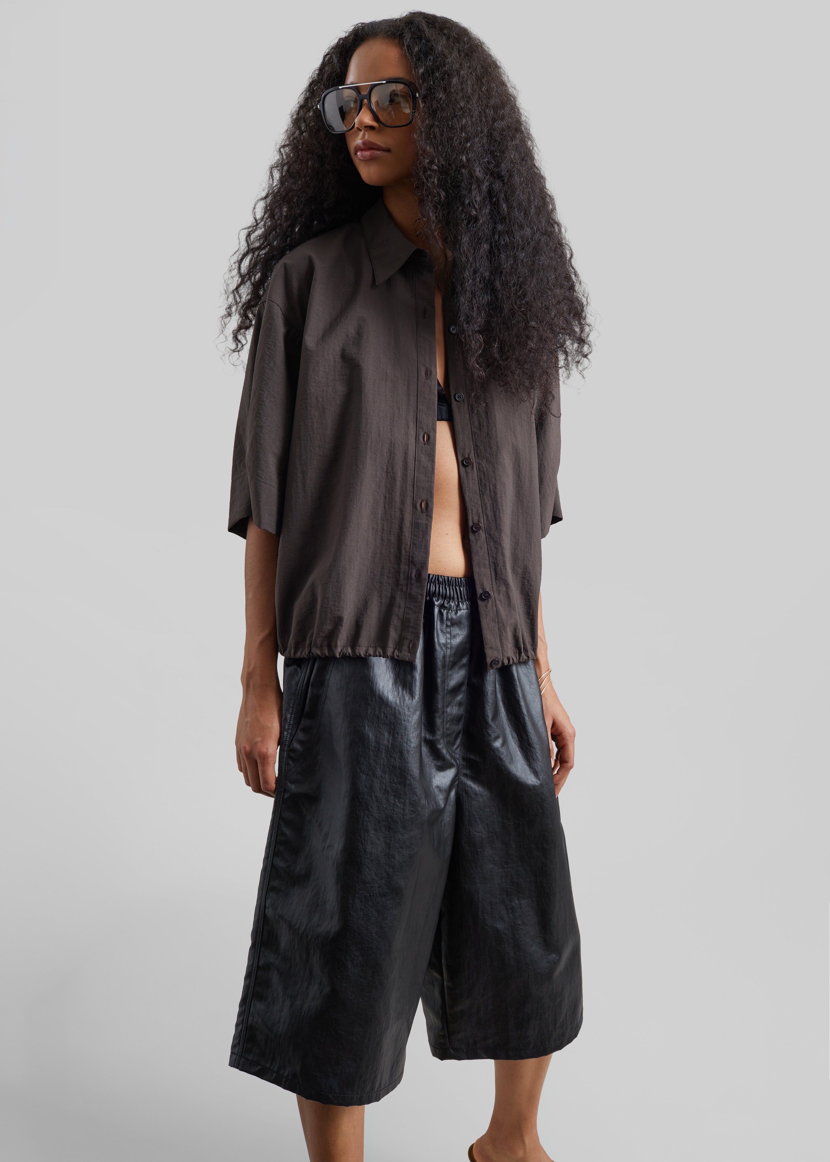 Beslon Leather-Effect Bermuda Shorts - Black - 6