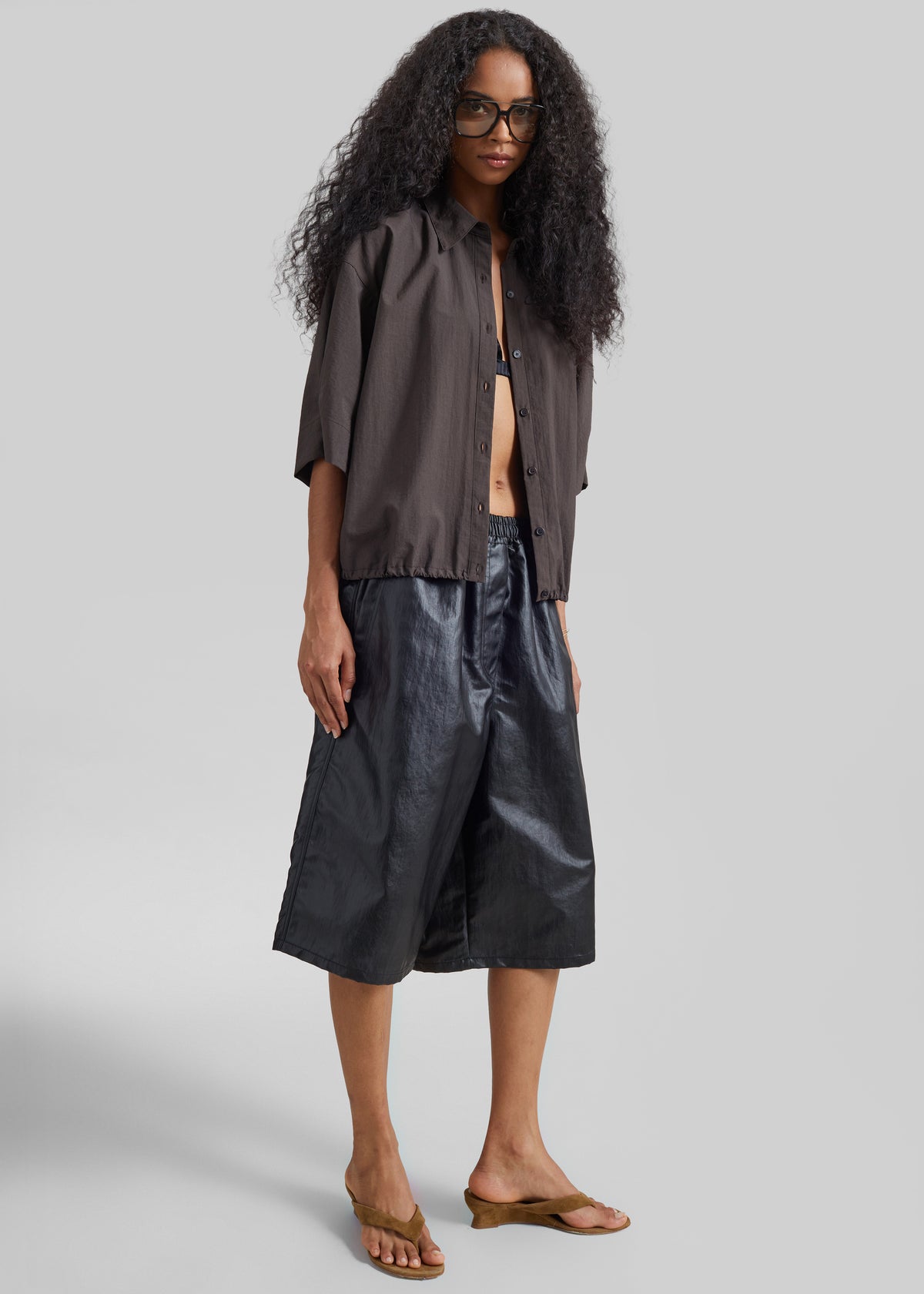 Beslon Leather-Effect Bermuda Shorts - Black - 4