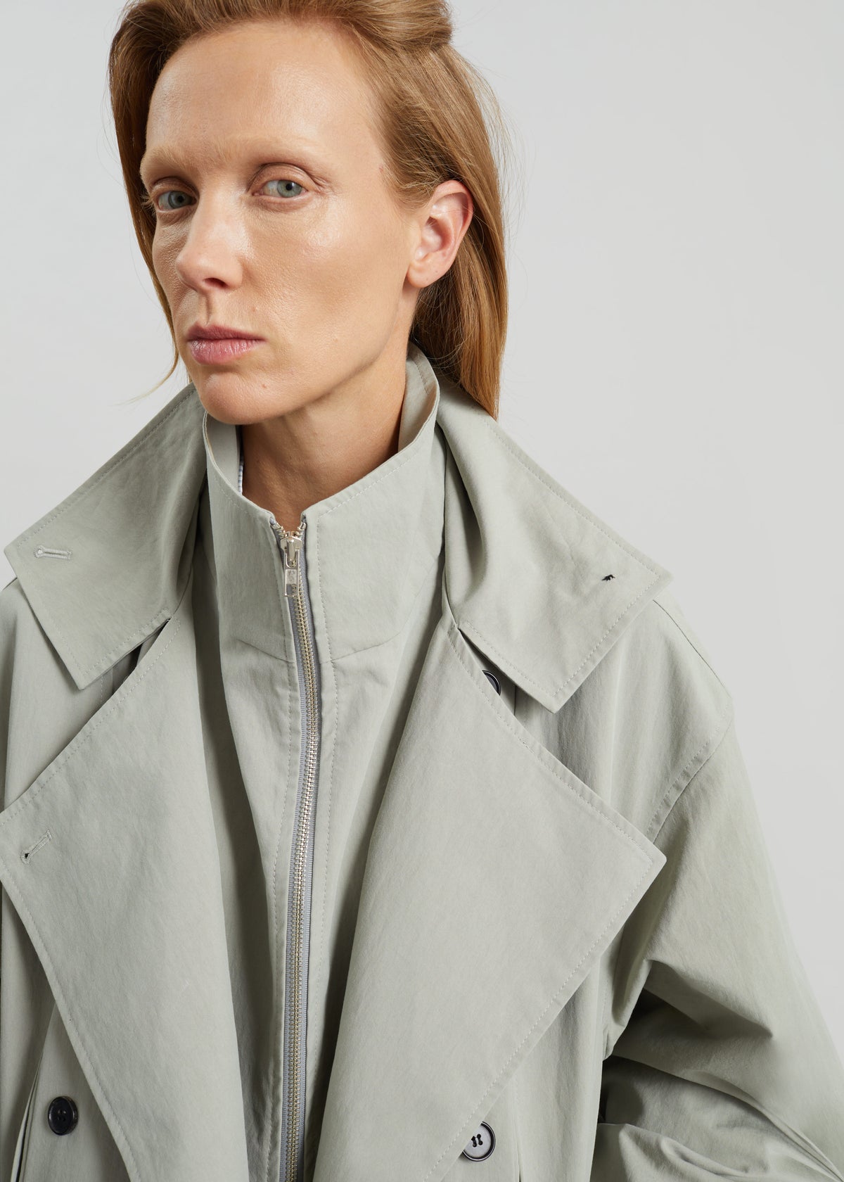 Besme Layered Trench Coat - Sage - 5