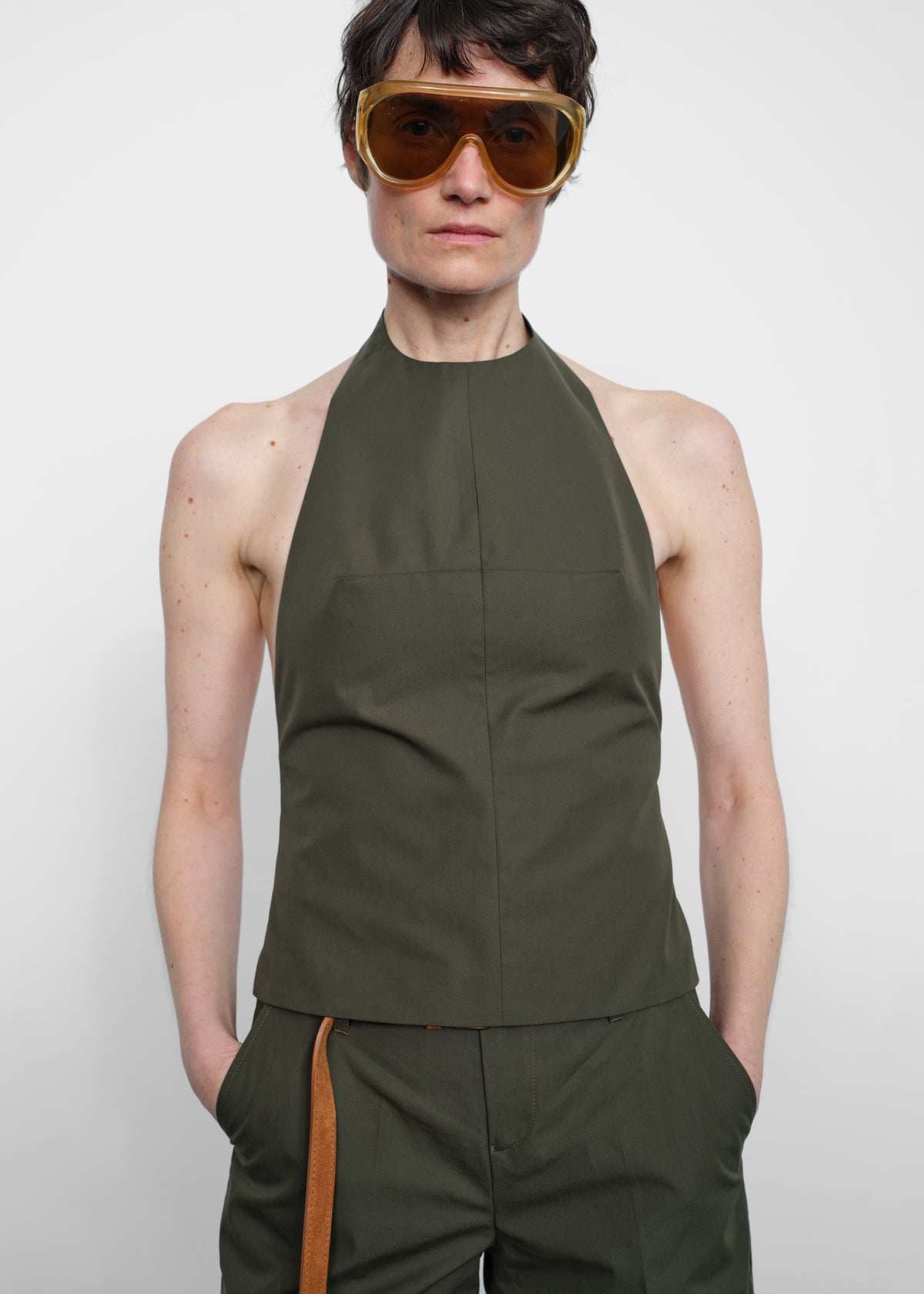 Bettter Emmerson Halterneck Top - Khaki - 4