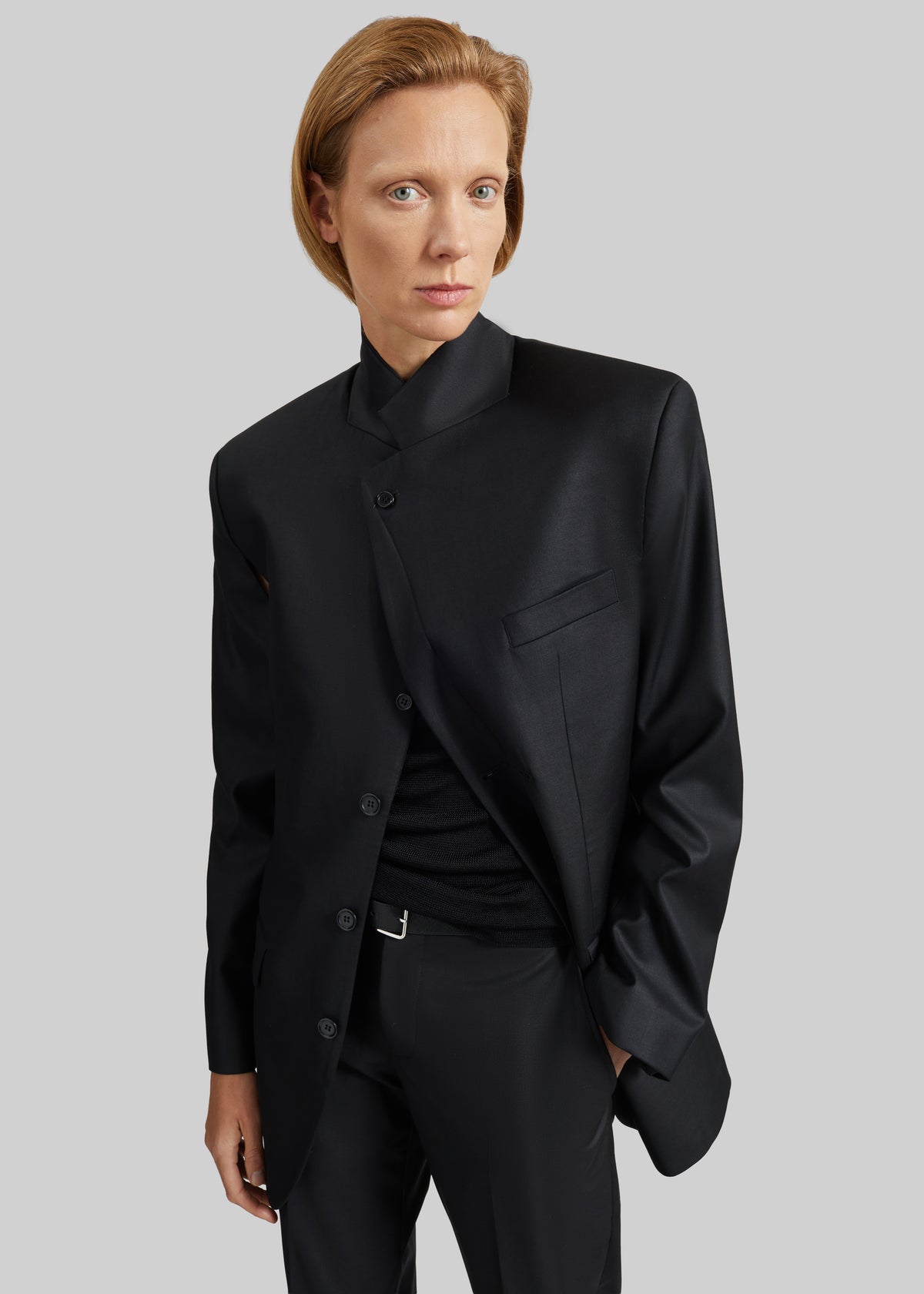 Bettter Folded Blazer With Slits - Black - 1