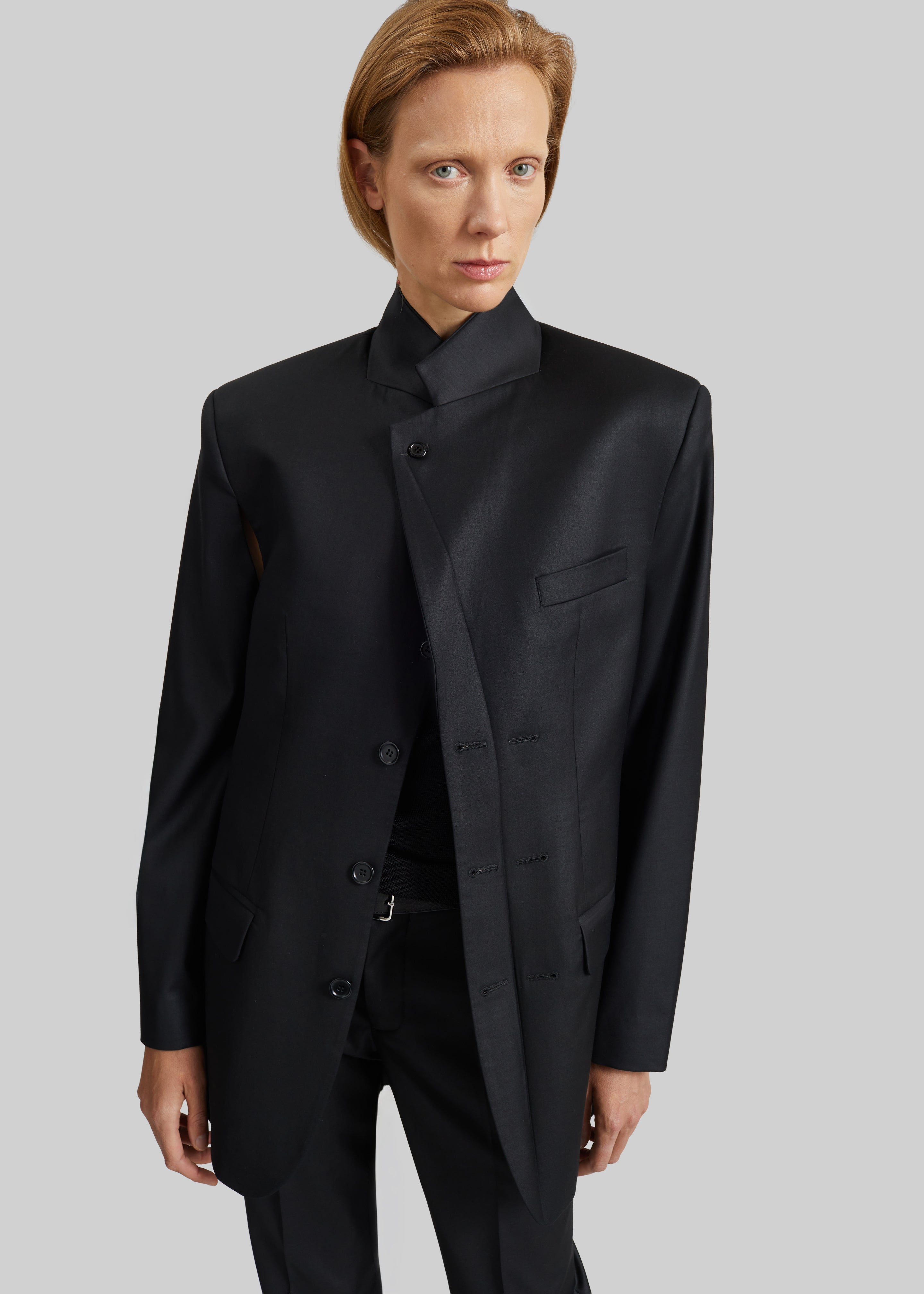 Bettter Folded Blazer With Slits - Black - 4