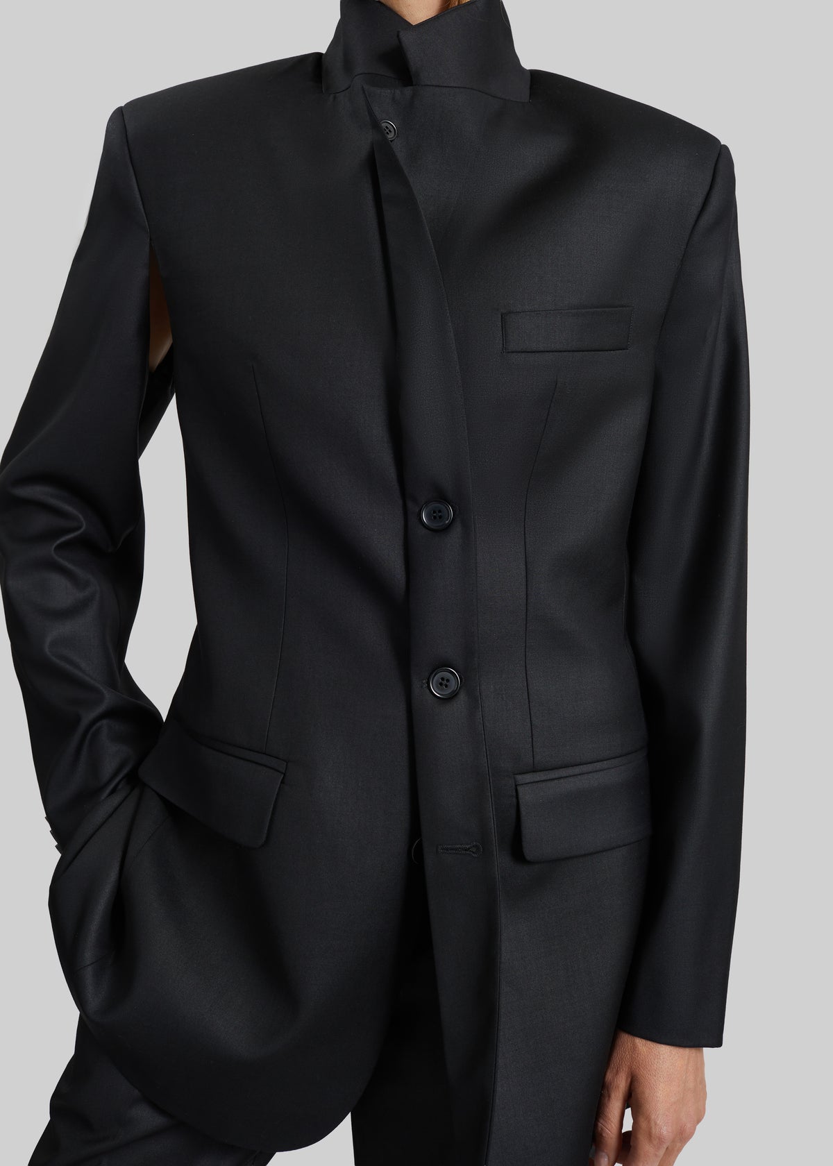 Bettter Folded Blazer With Slits - Black - 5