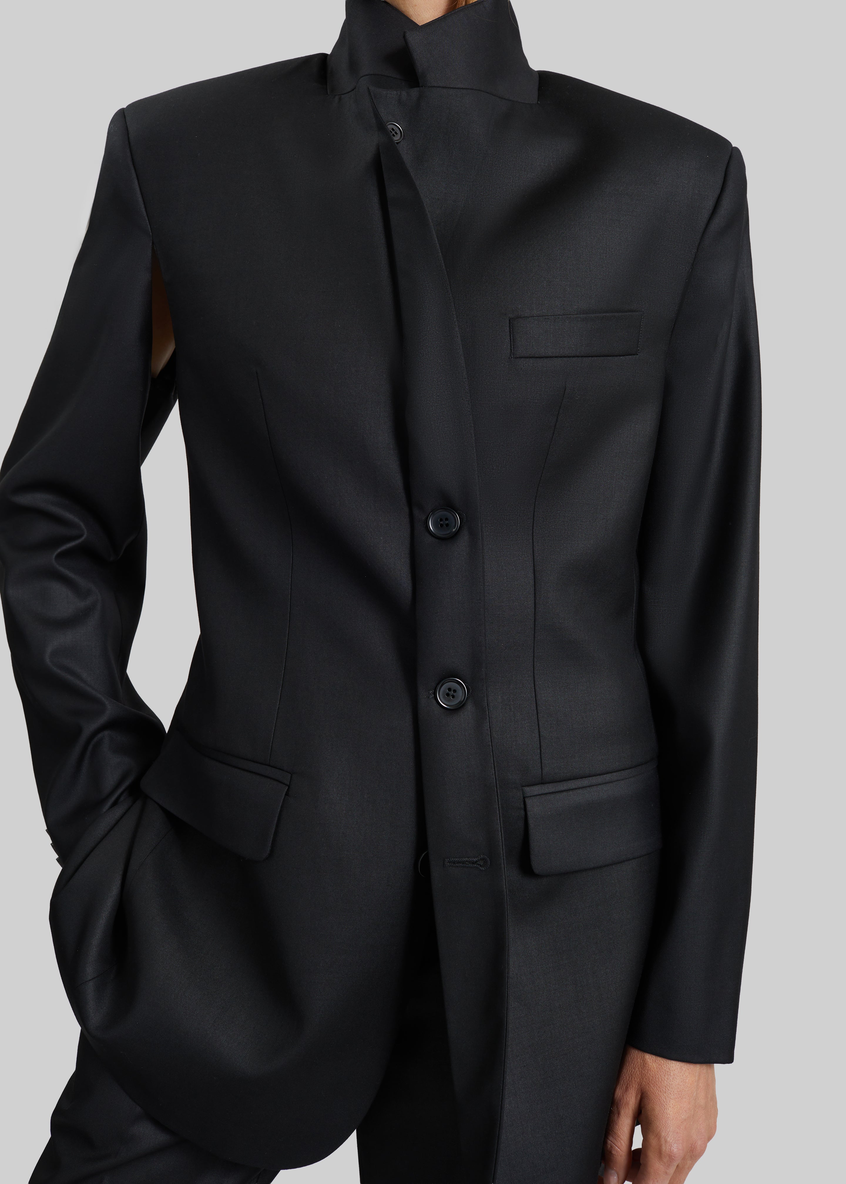 Bettter Folded Blazer With Slits - Black - 5