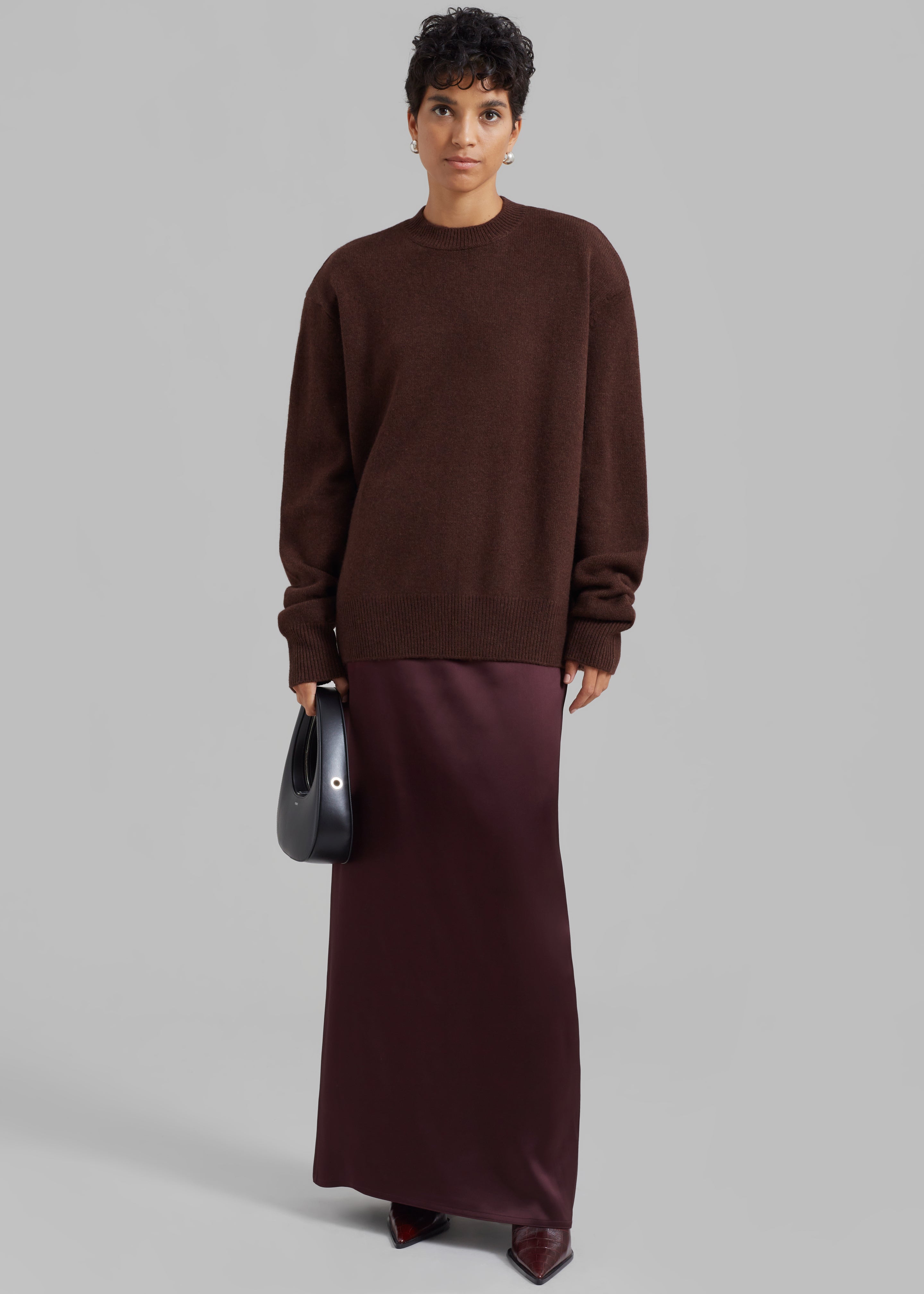 Bevza Ankle Length Skirt - Burgundy Brown - 3