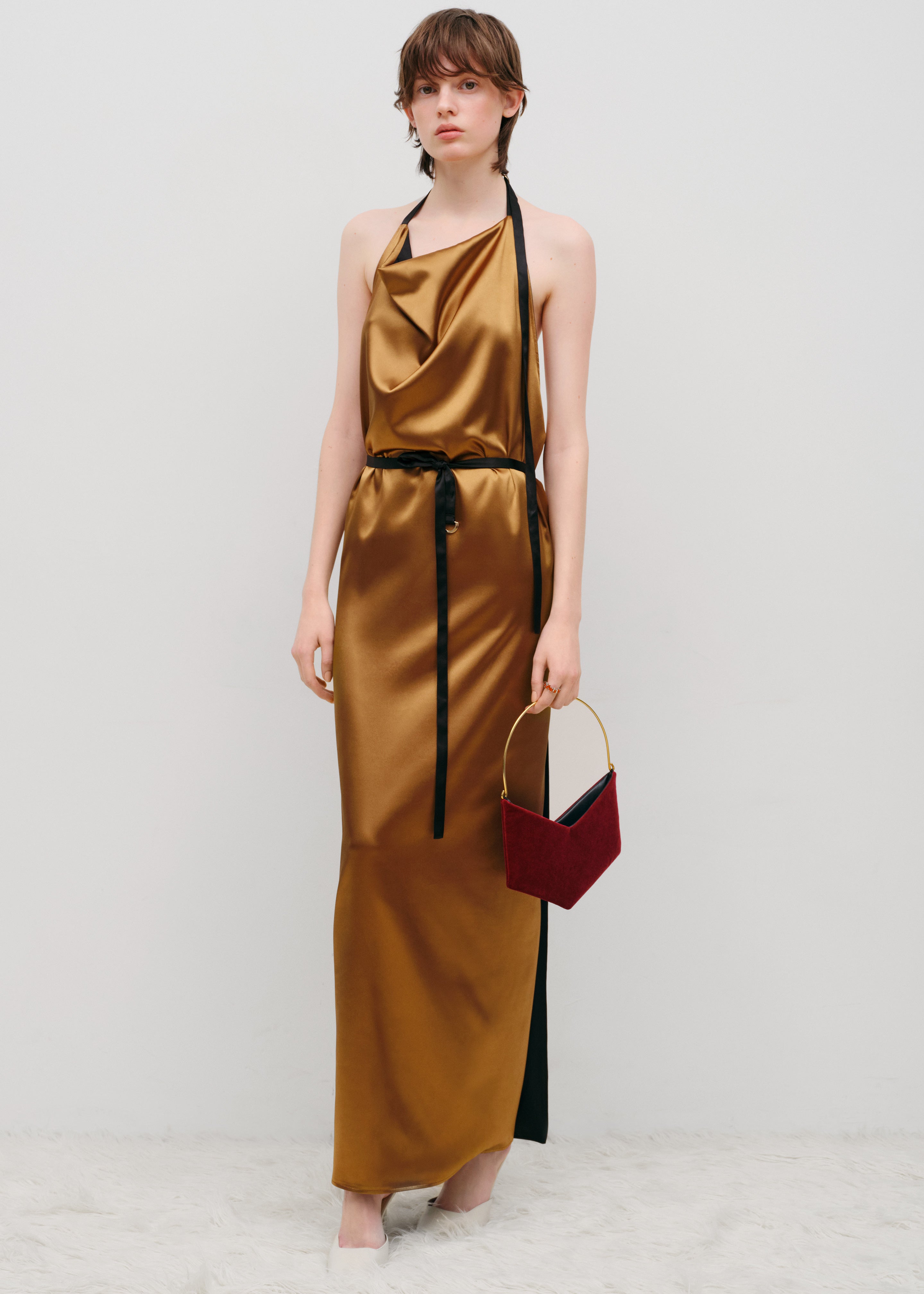 Bevza Apron Long Dress - Gold/Black - 1