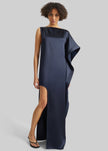 Bevza Asymmetric Maxi Dress - Dark Ink Navy