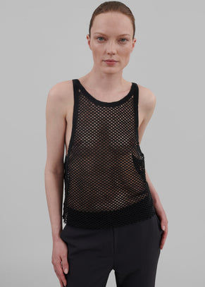 Bevza Beaded Tank Top - Black