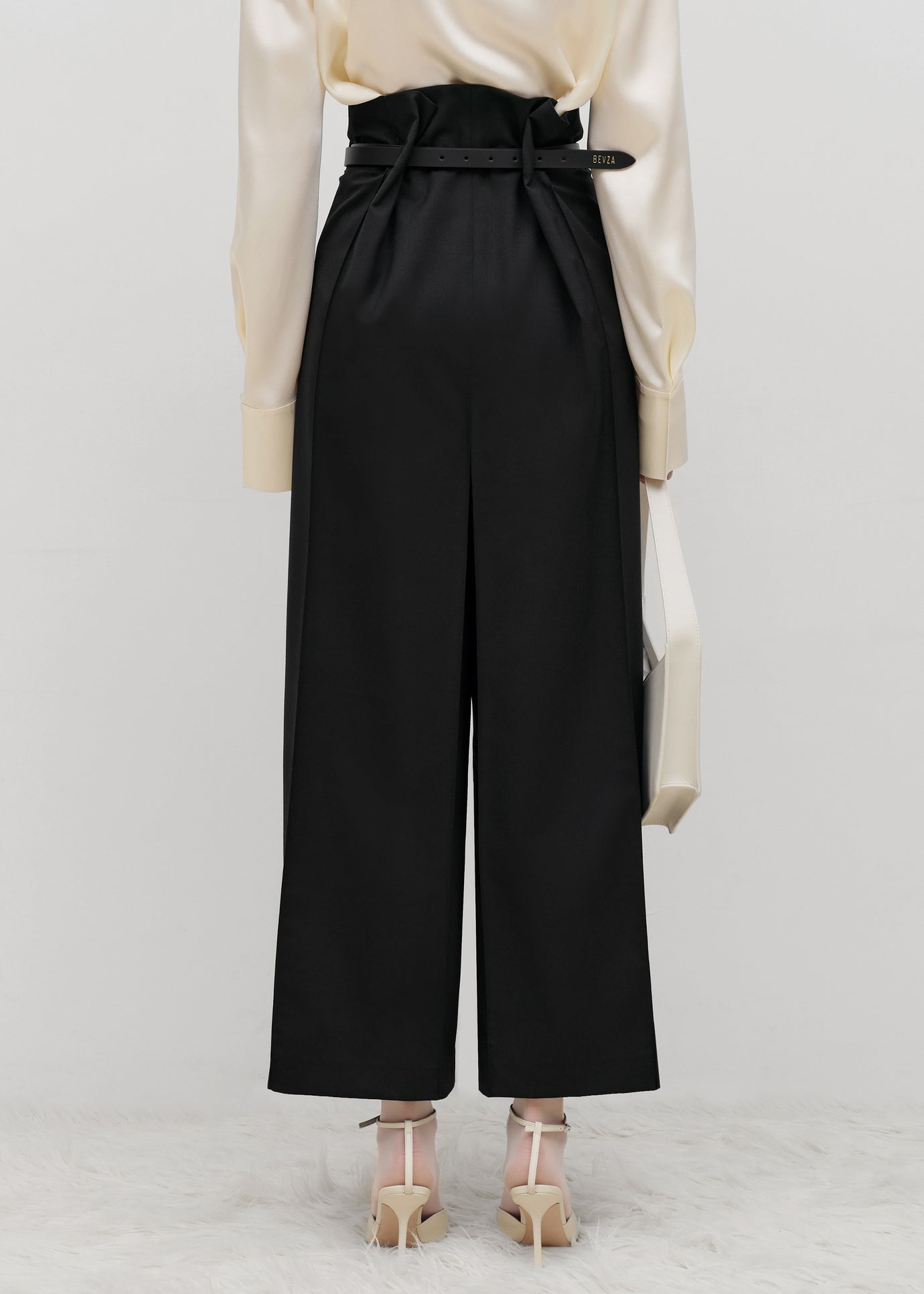 Bevza Belted Square Culottes - Black - 1