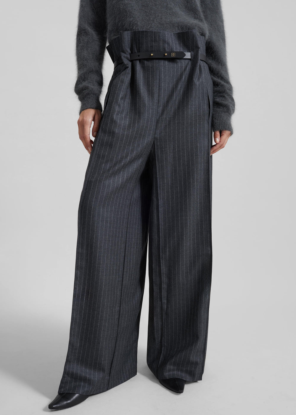Bevza Belted Square Culottes - Dark Grey