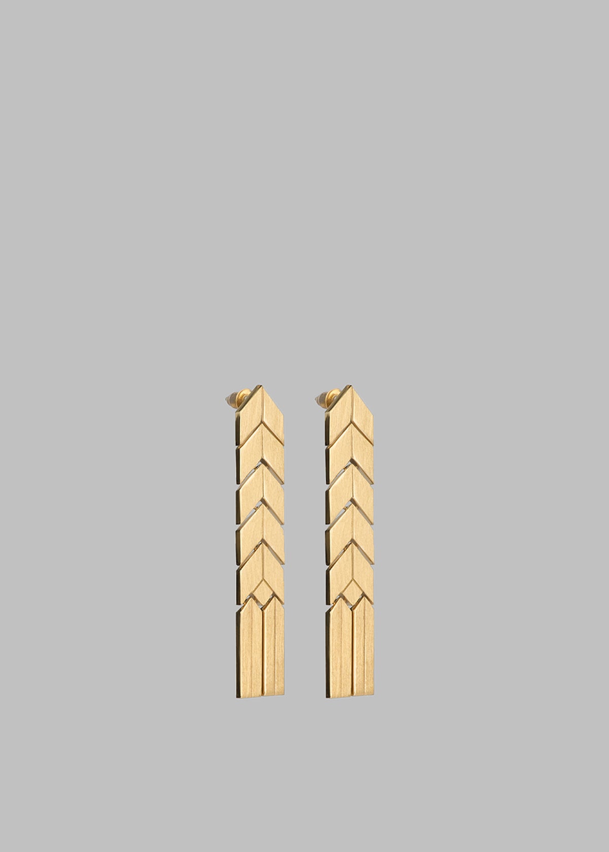 Bevza Flat Spikelet Earrings - Gold - 2