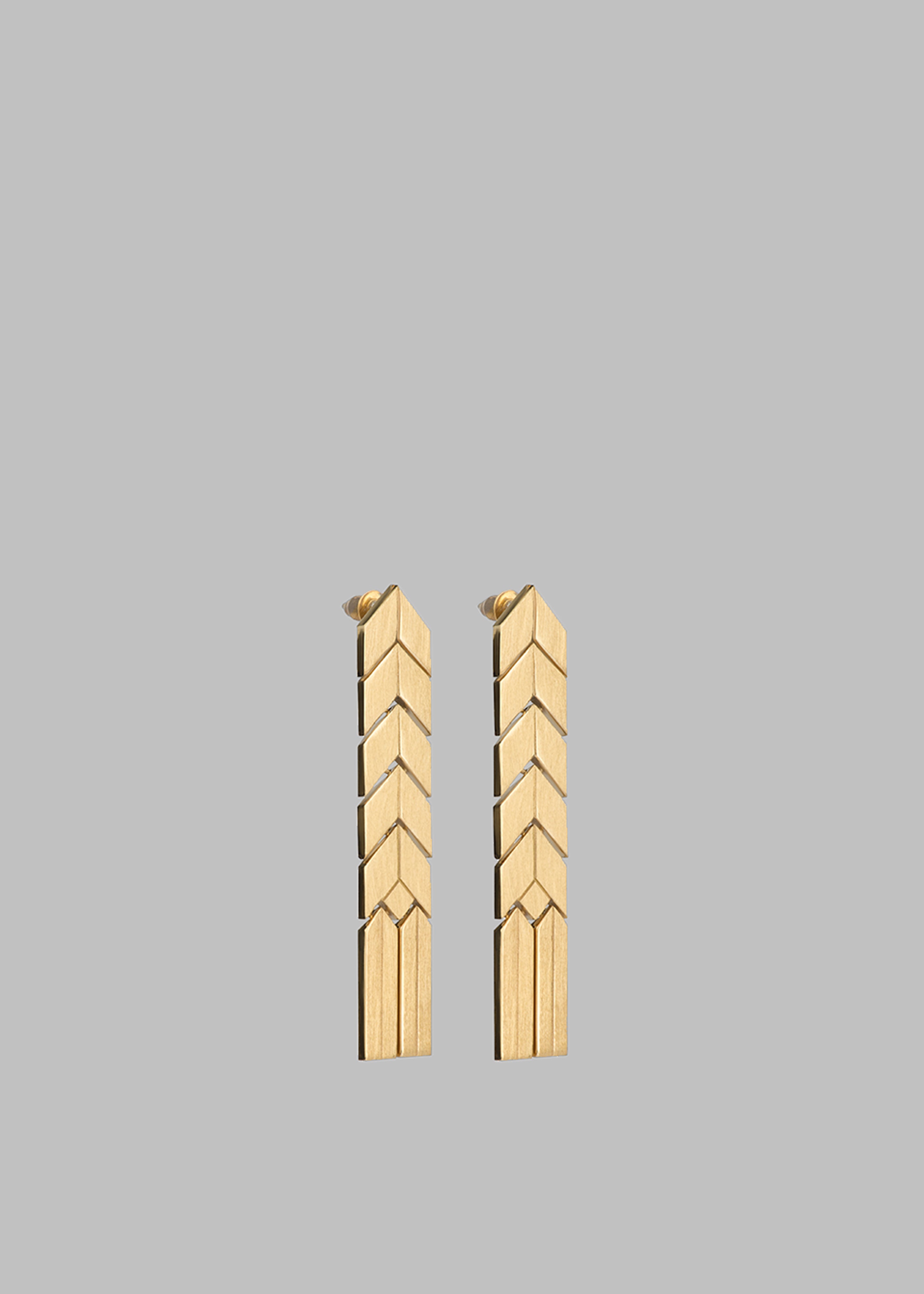 Bevza Flat Spikelet Earrings - Gold - 2