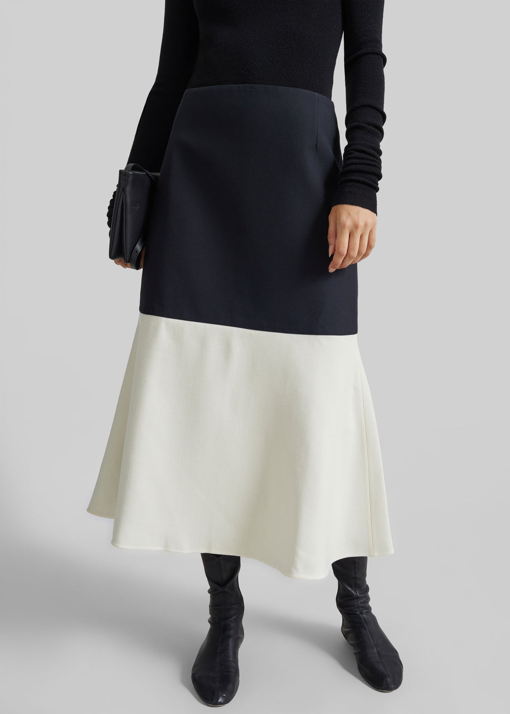 Bevza Godet Skirt - Black/Vanilla - 1