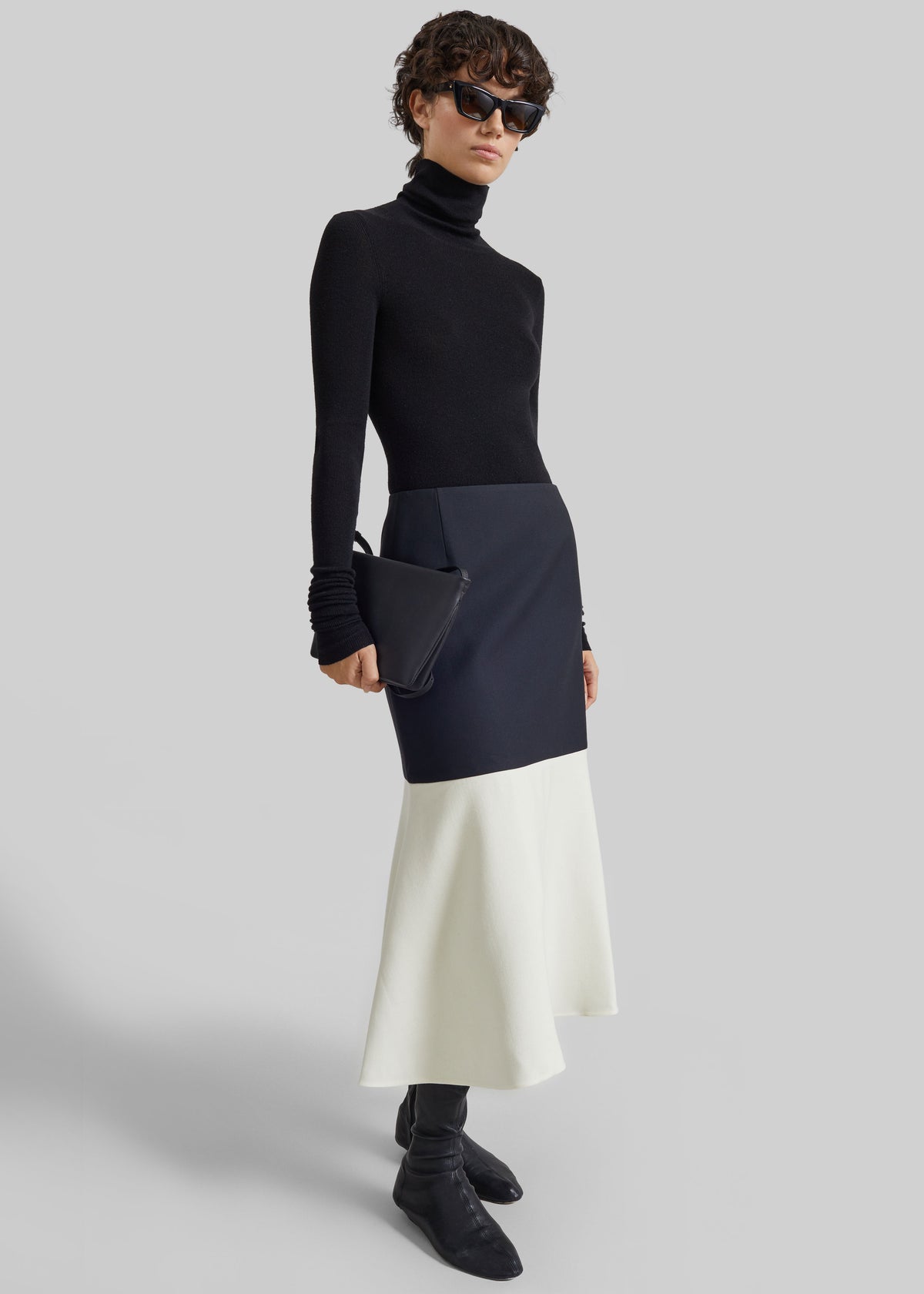 Bevza Godet Skirt - Black/Vanilla