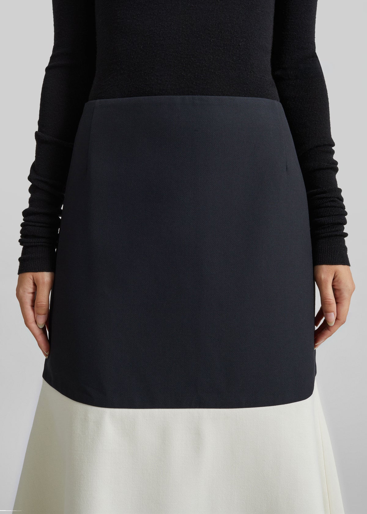 Bevza Godet Skirt - Black/Vanilla