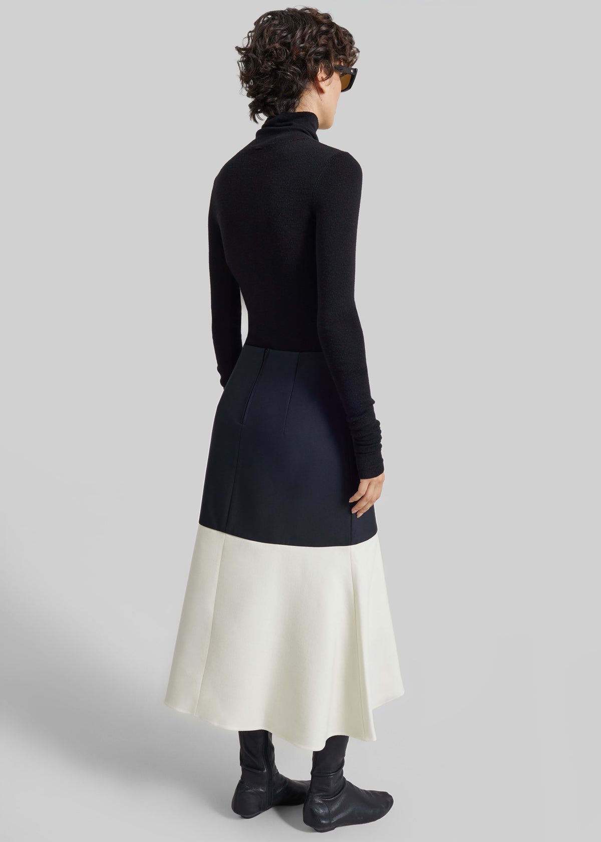 Bevza Godet Skirt - Black/Vanilla