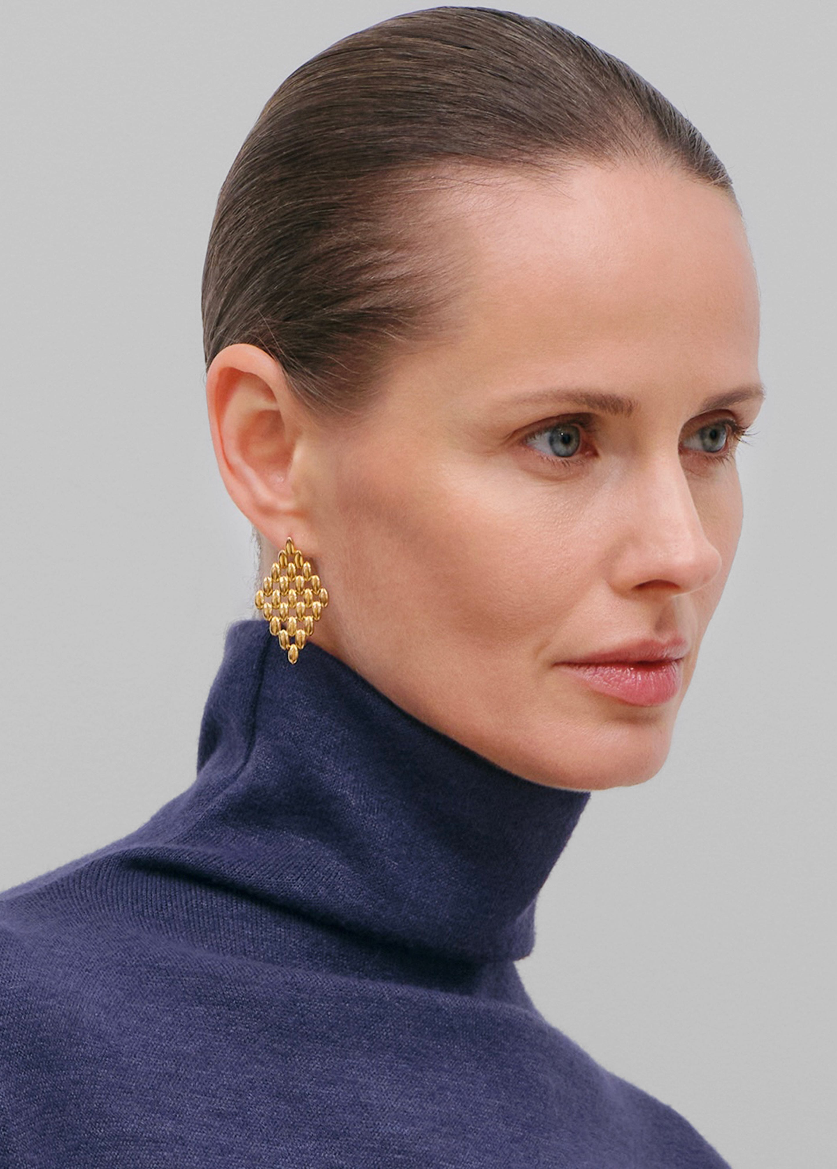 Bevza Grains Big Rhomb Earrings - Gold - 2